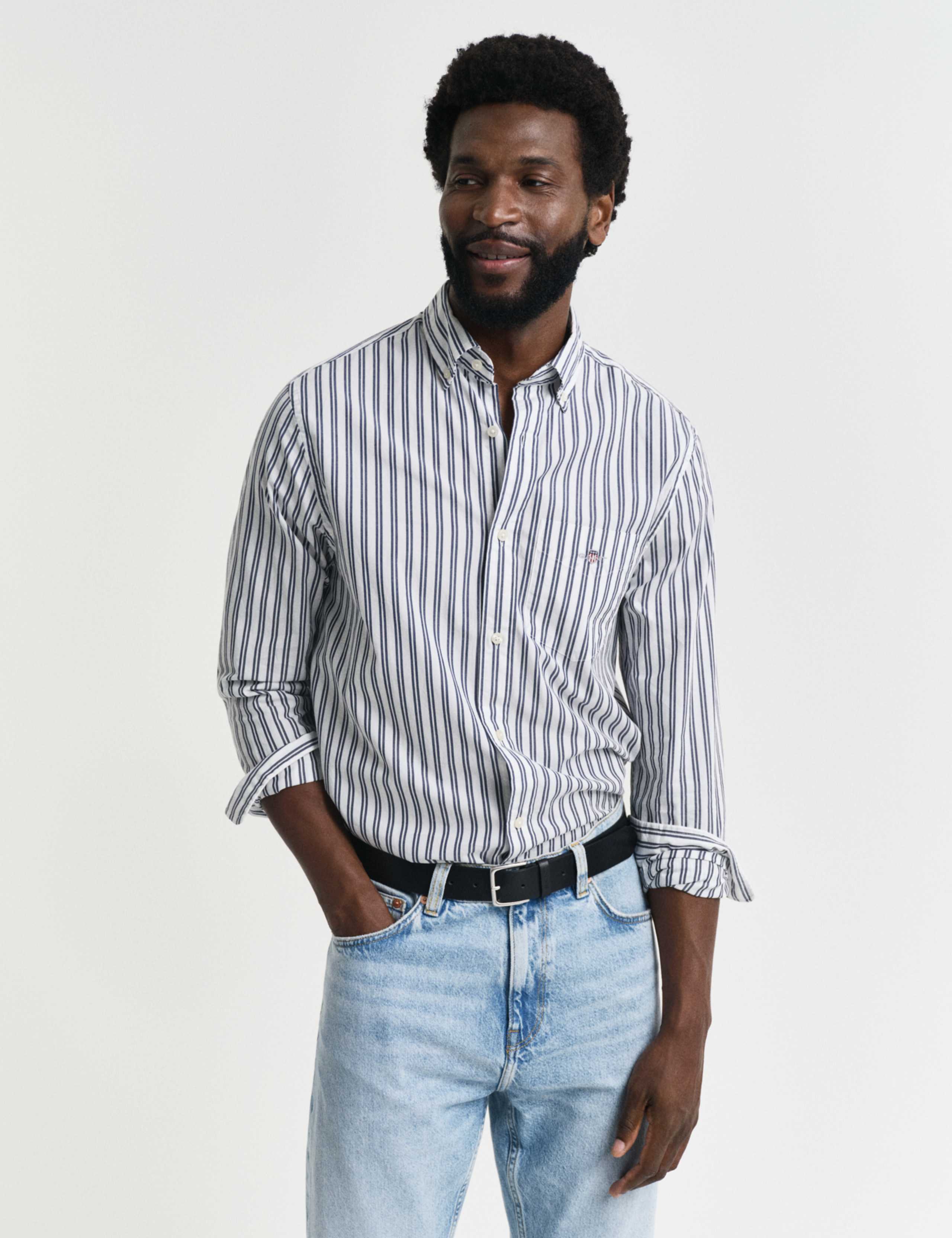Regular Fit Pure Cotton Striped Oxford Shirt
