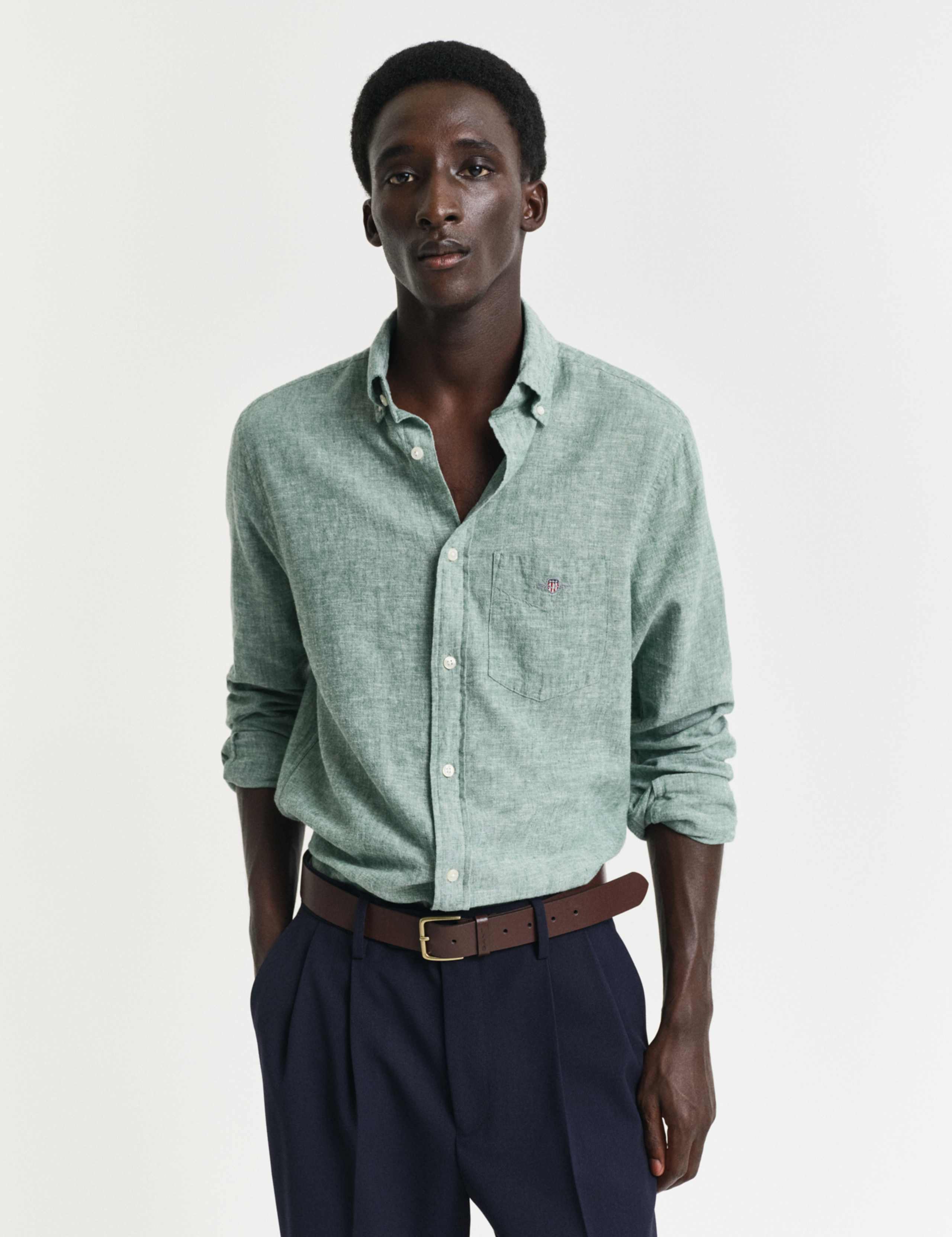 Regular Fit Linen Rich Oxford Shirt