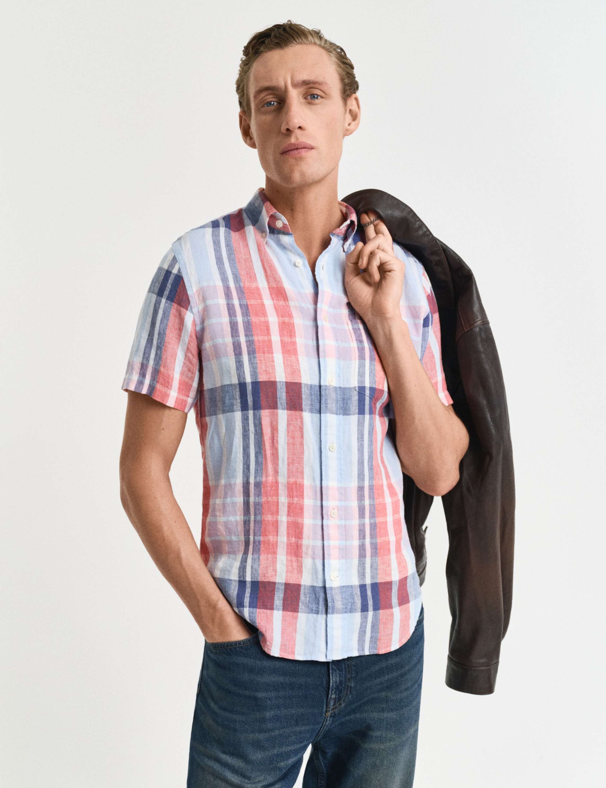 Regular Fit Pure Linen Check Shirt