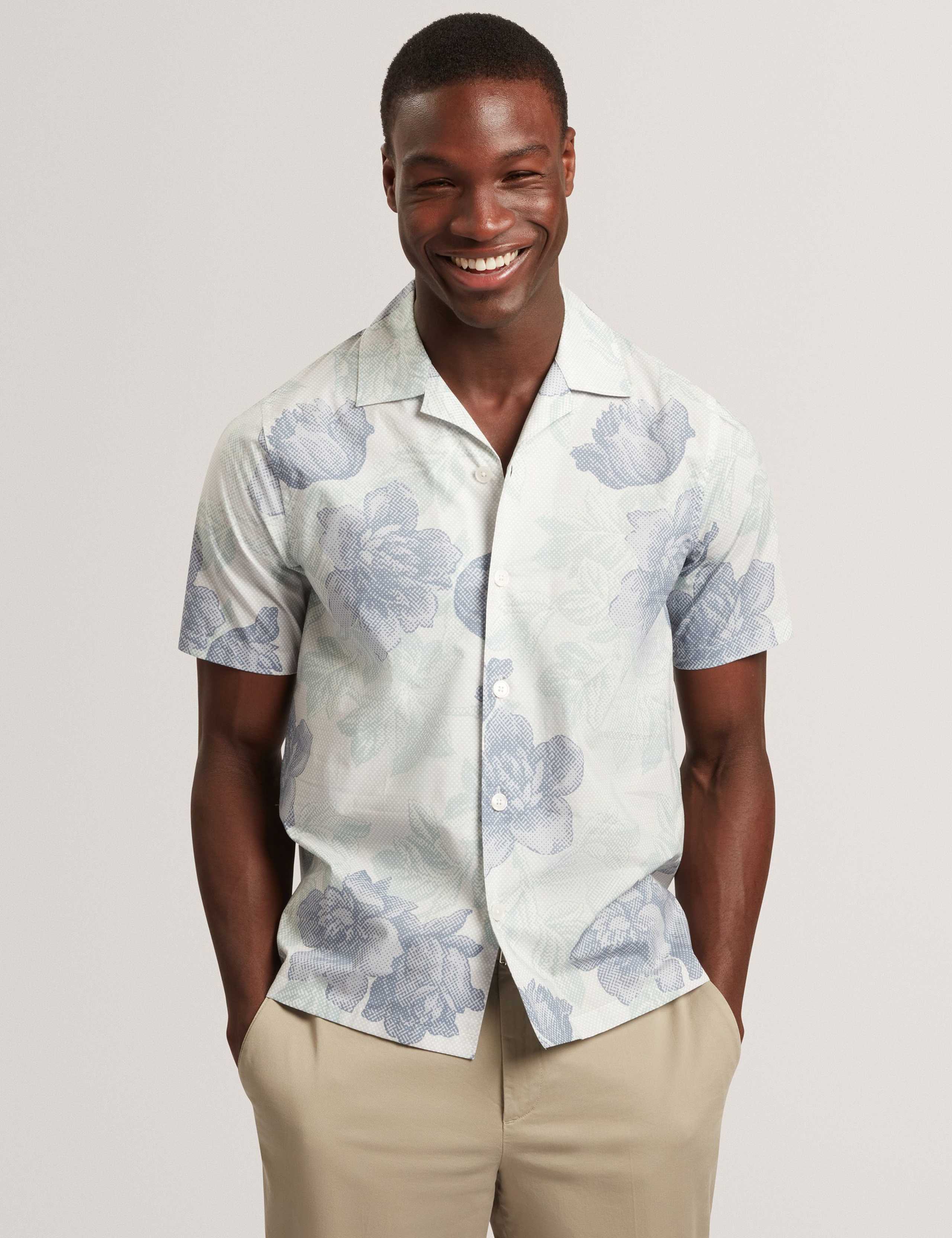 Regular Fit Pure Cotton Floral Short Sleeve Shirt