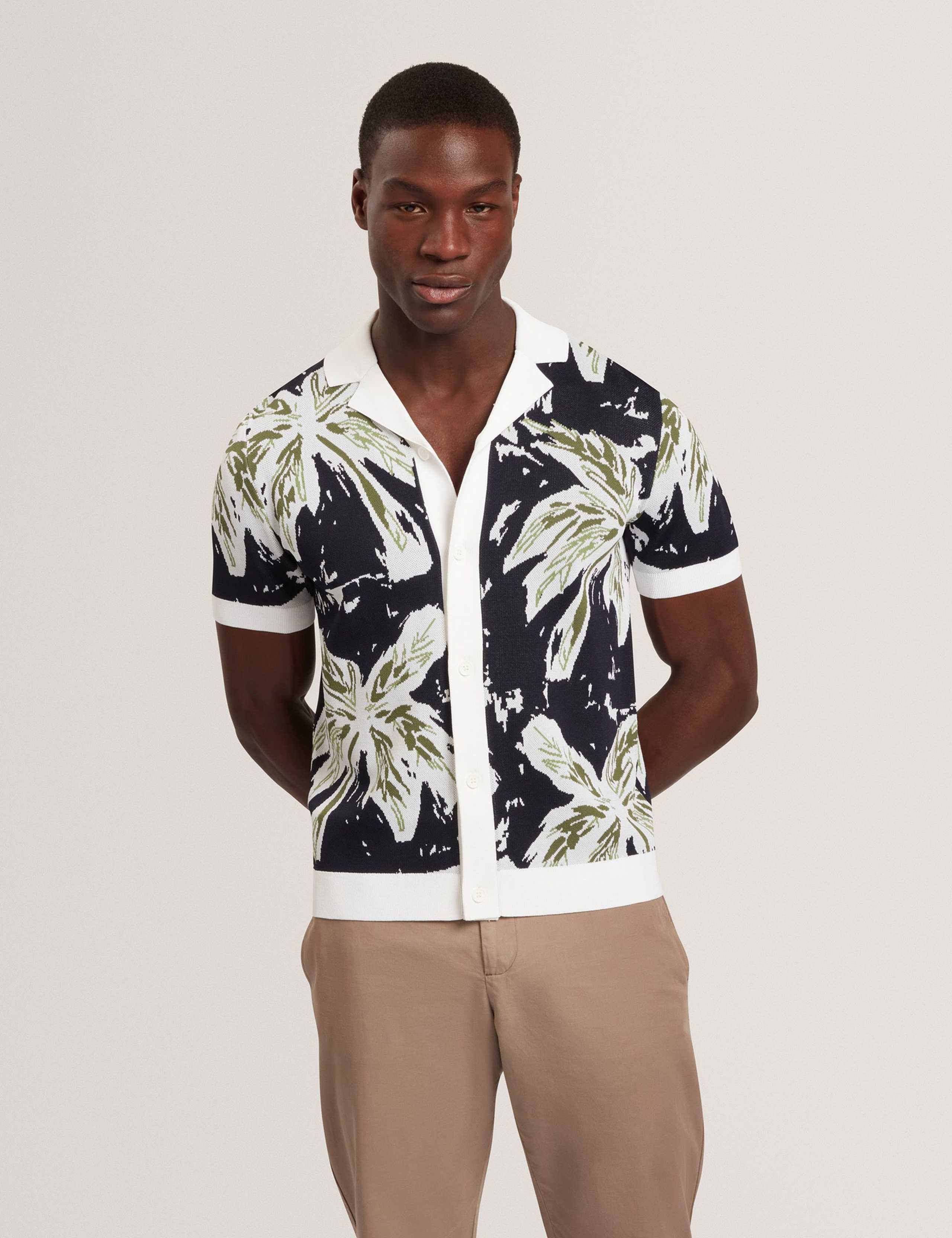Regular Fit Floral Knitted Shirt
