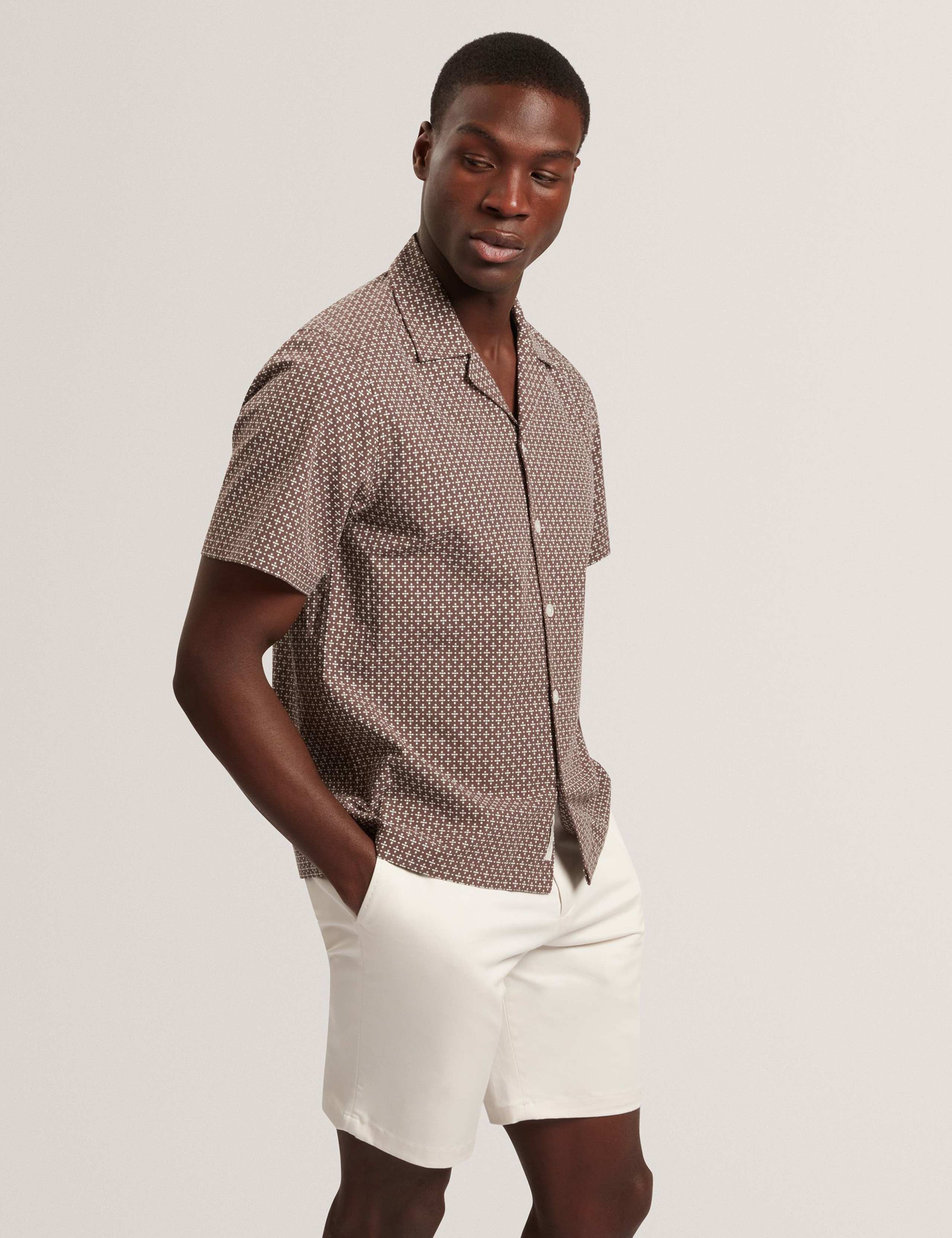 Relaxed Fit Pure Cotton Geometric Shirt