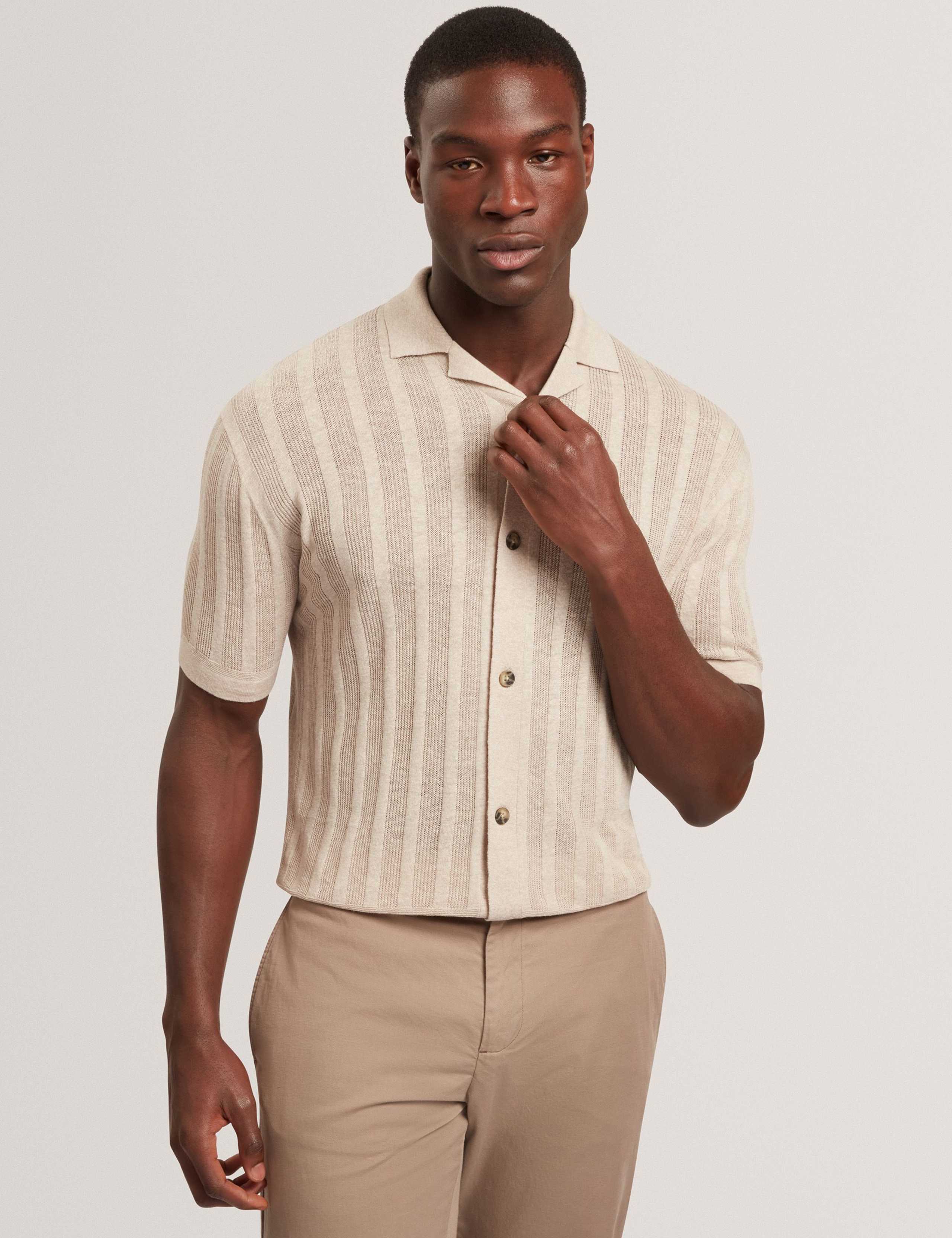 Relaxed Fit Linen Blend Short Sleeve Edio Shirt