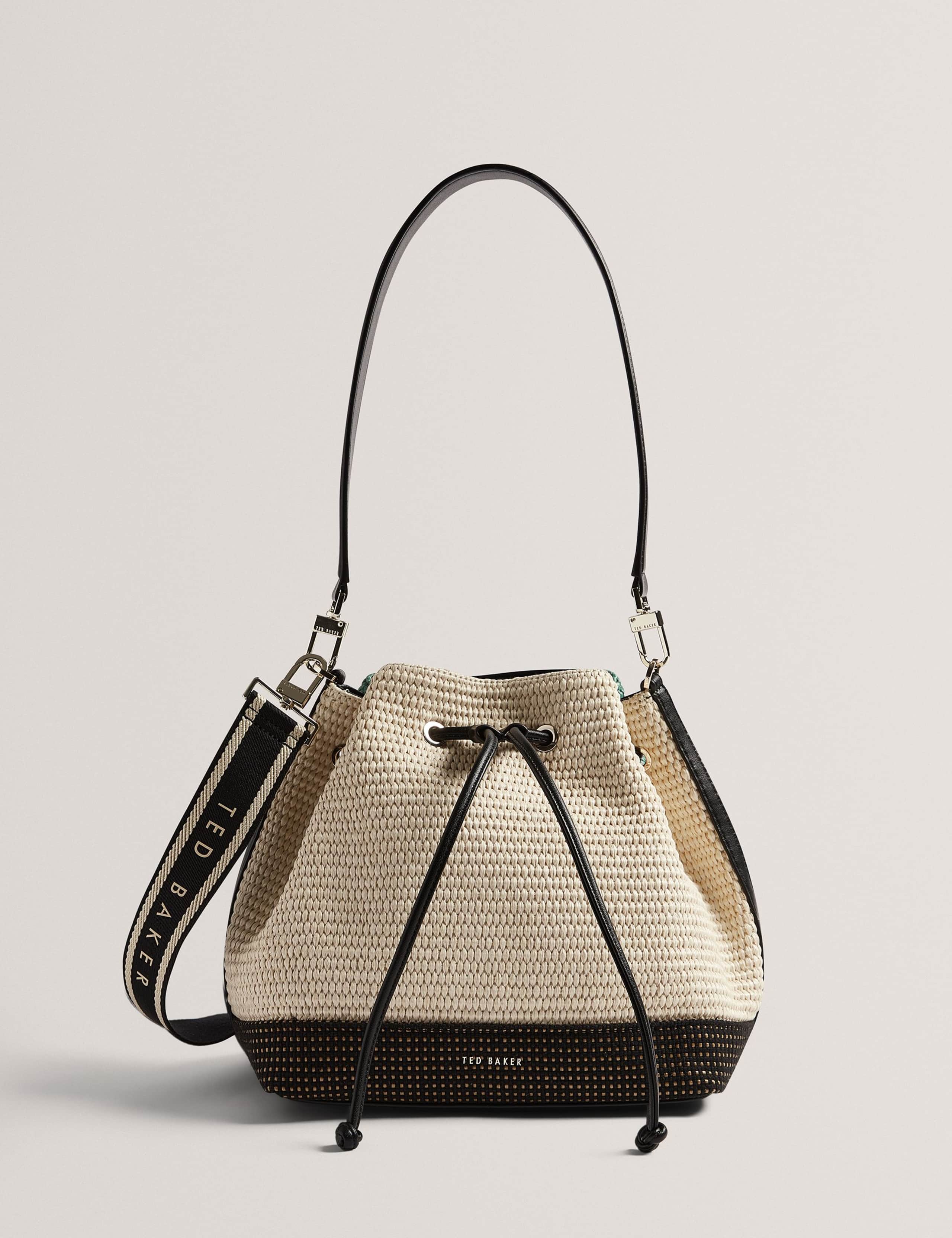 Straw Webbing Strap Detail Bucket Bag