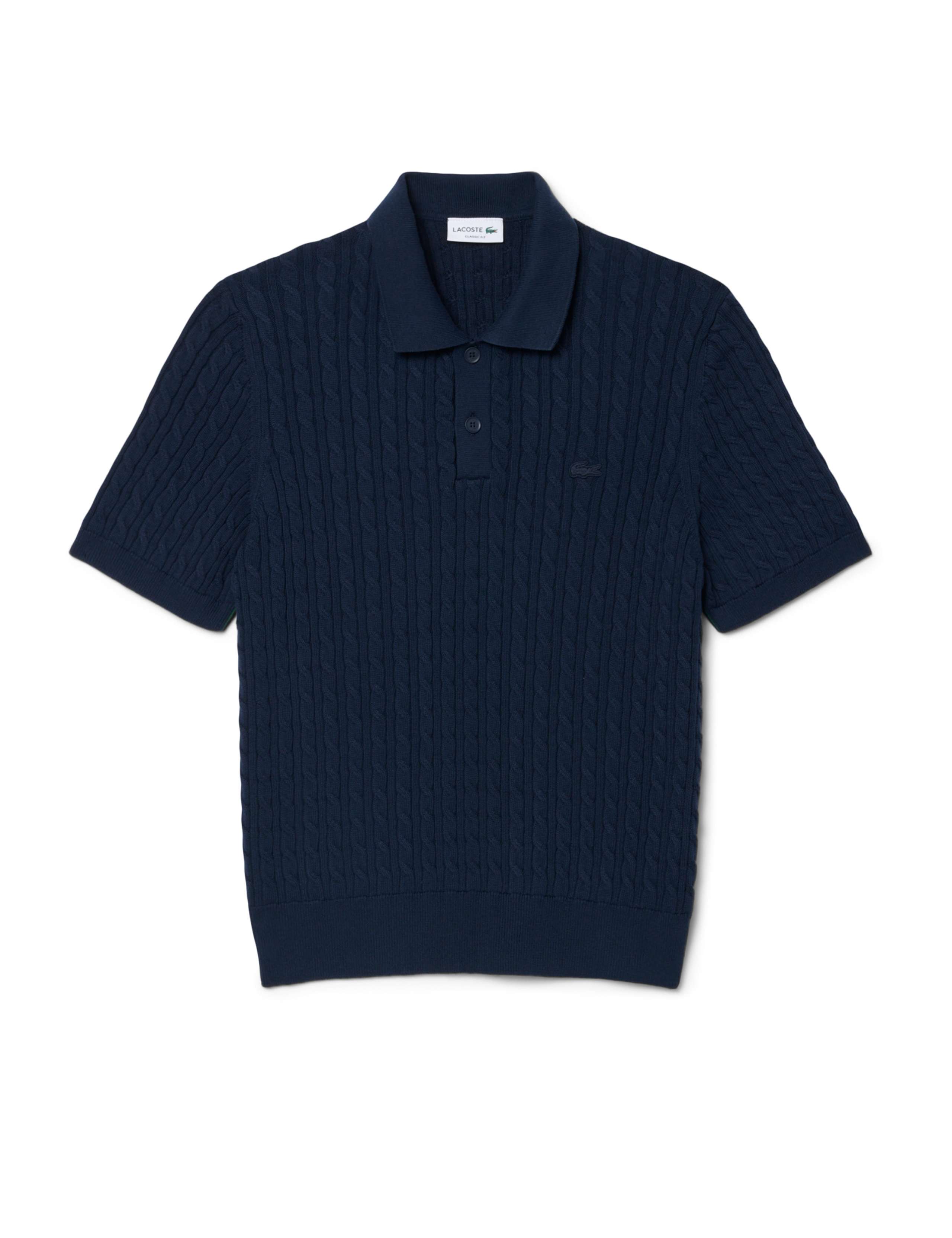 Cotton Rich Cable Knit Polo Shirt