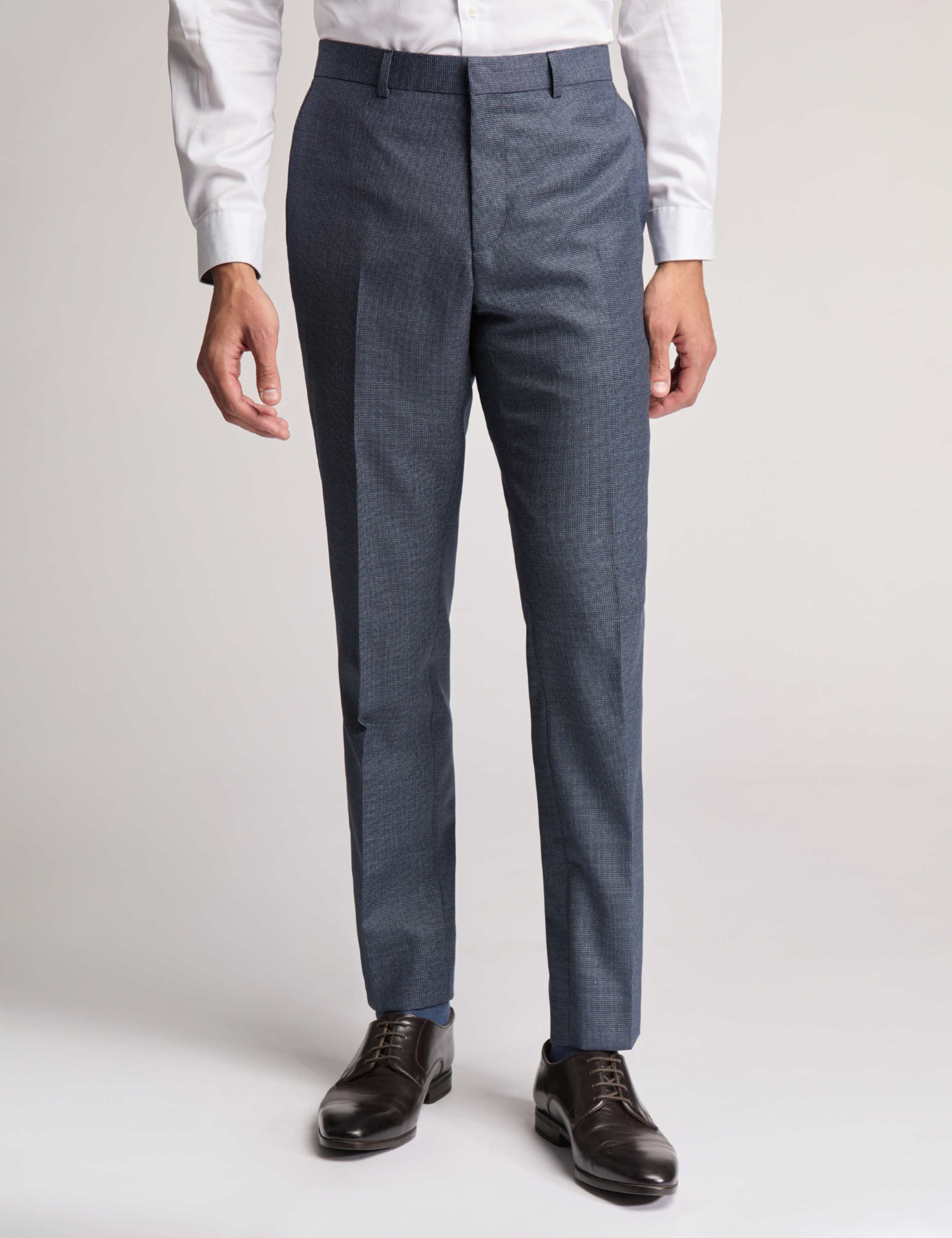 Slim Fit Wool Rich Textured Puppytooth Trousers