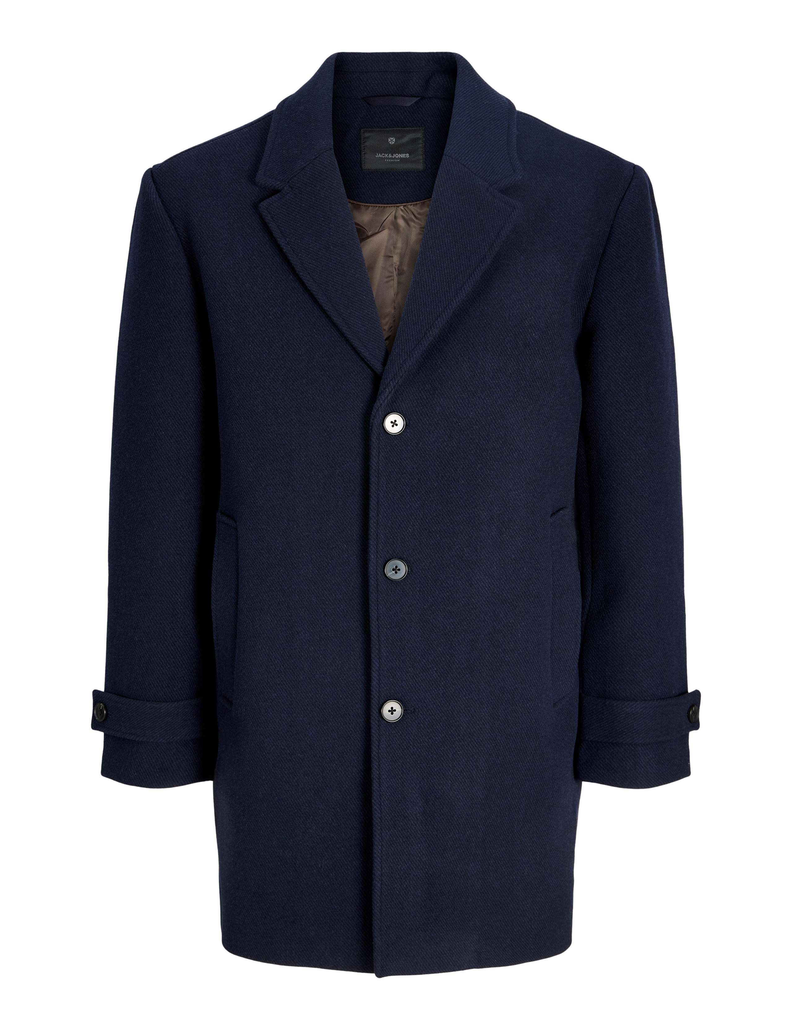 Long Collared Overcoat with Wool