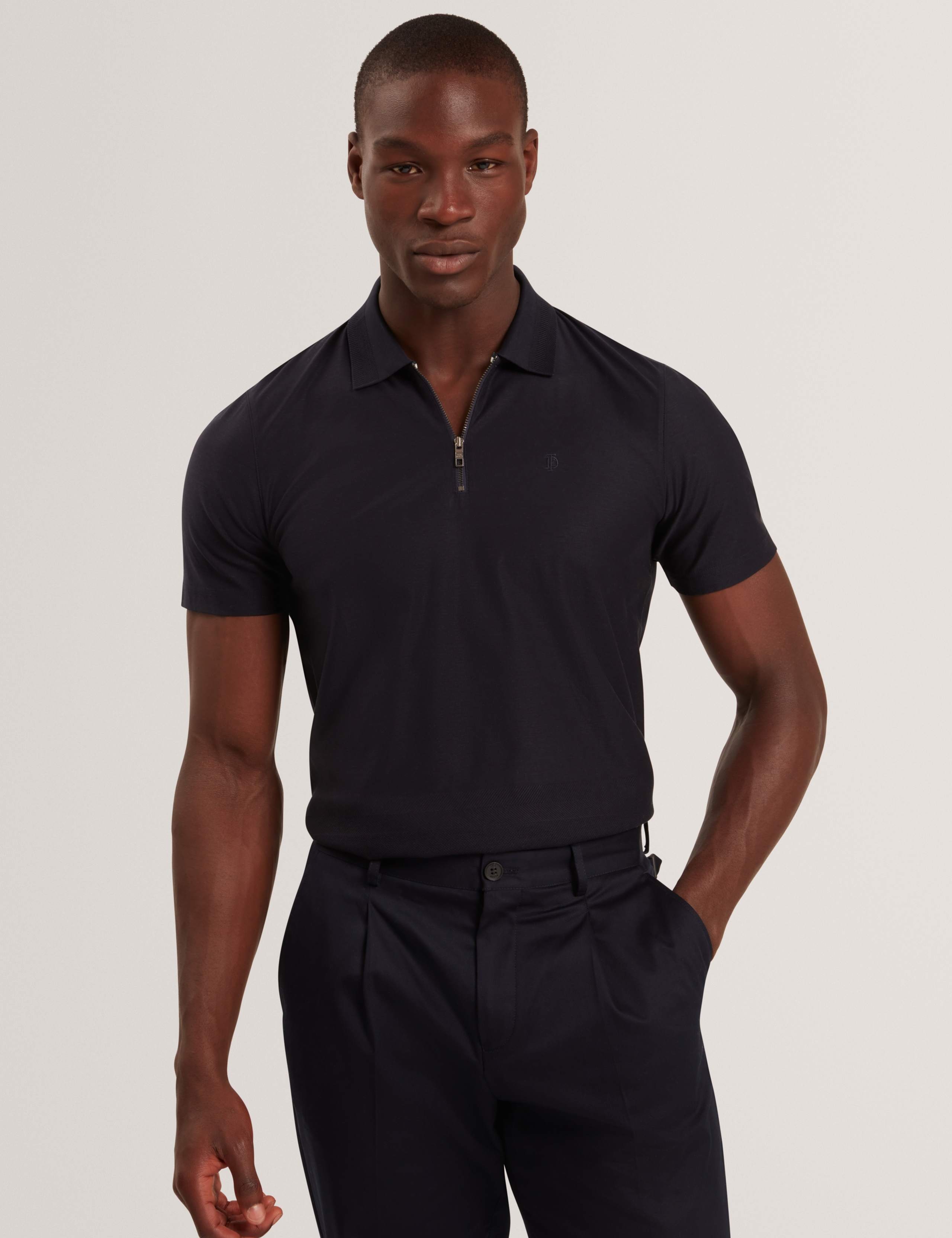 Pure Cotton Half Zip Polo Shirt