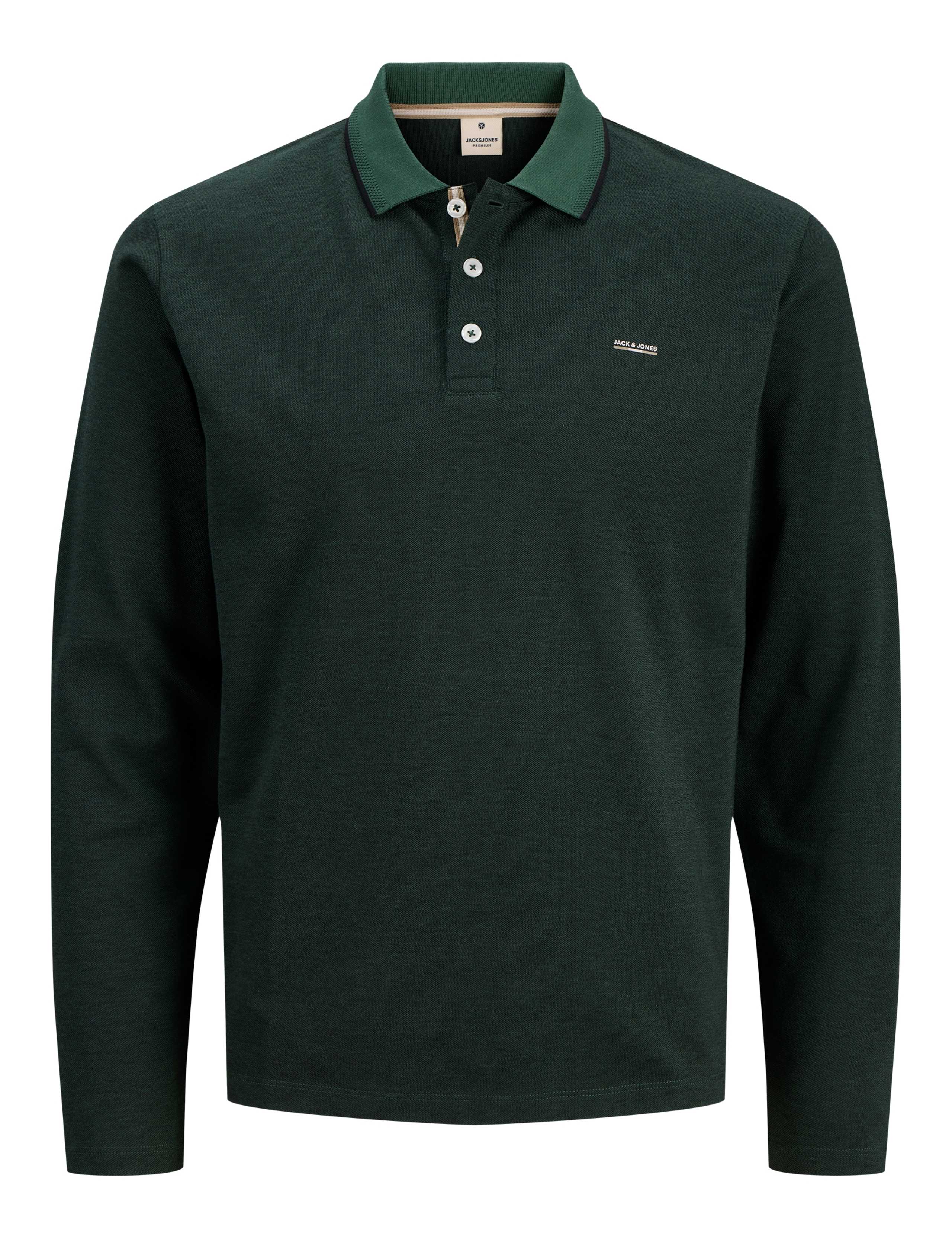 Cotton Blend Long Sleeve Polo Shirt