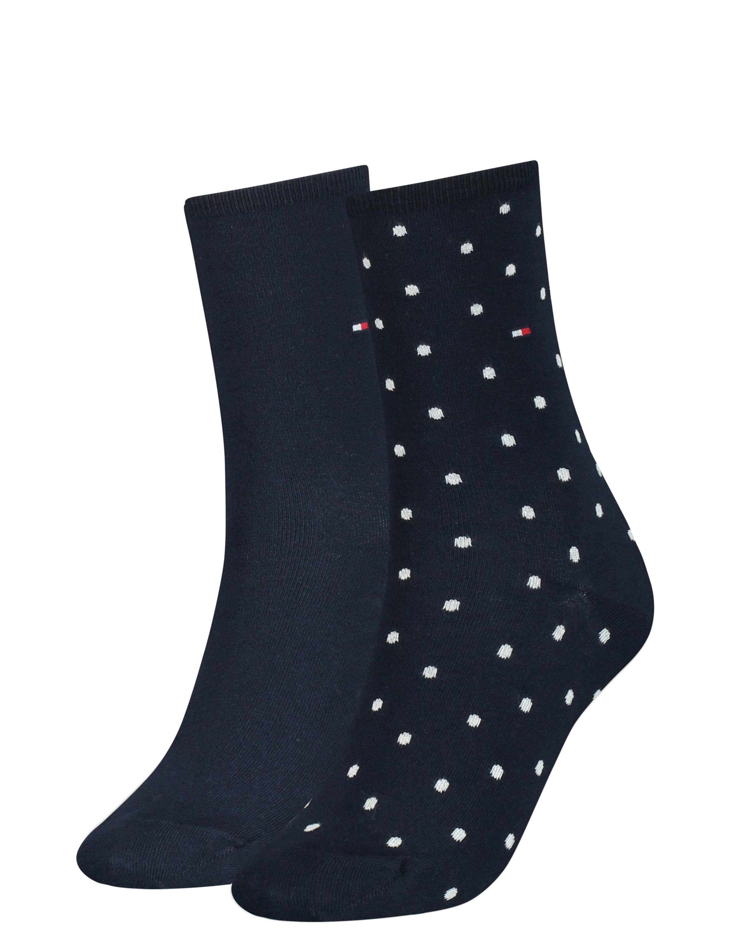 2pk Cotton Rich Polka Dot Ankle High Socks