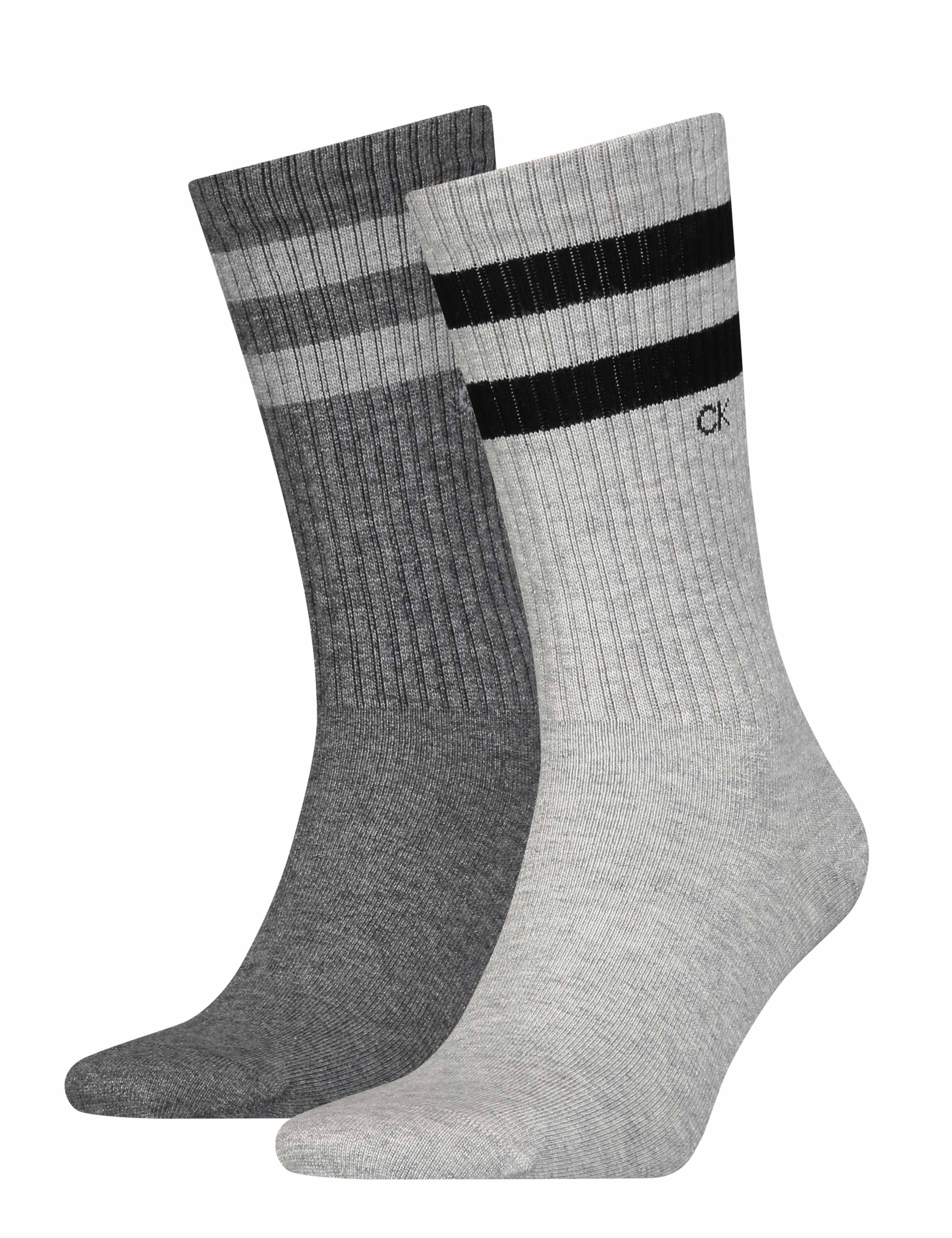 2pk Striped Cuff Cotton Rich Sports Socks