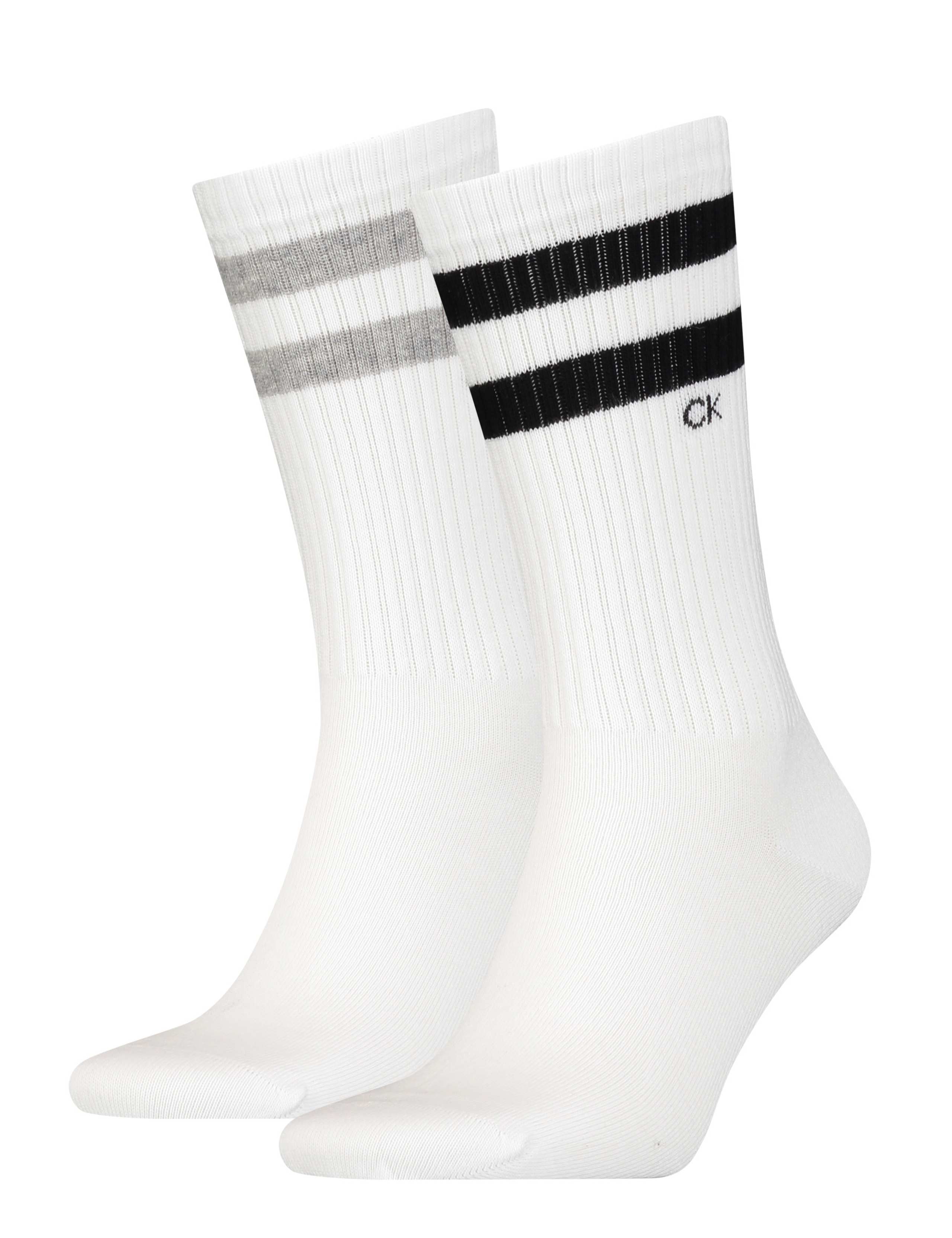 2pk Striped Cuff Cotton Rich Sports Socks
