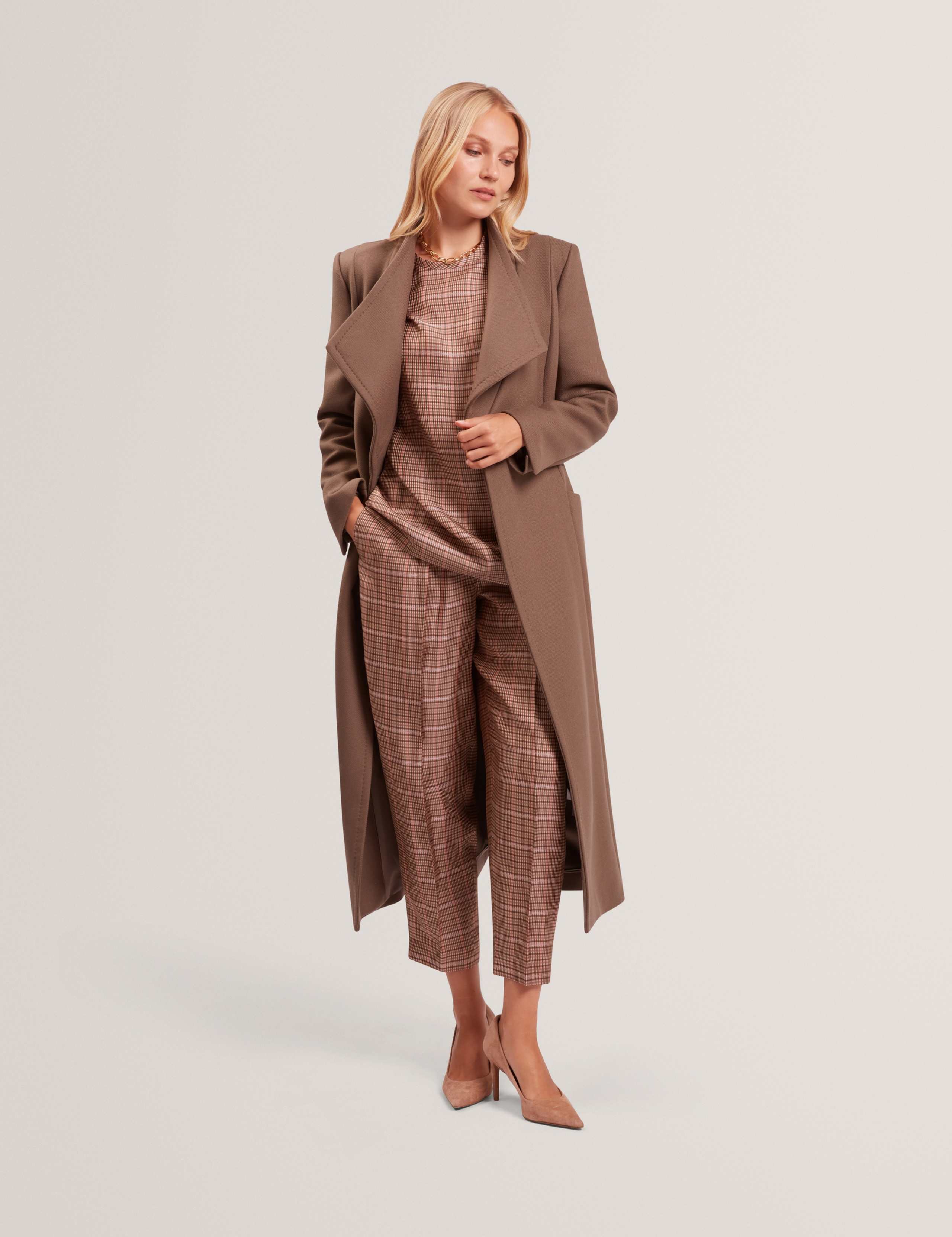 Wool Rich Collared Longline Wrap Coat