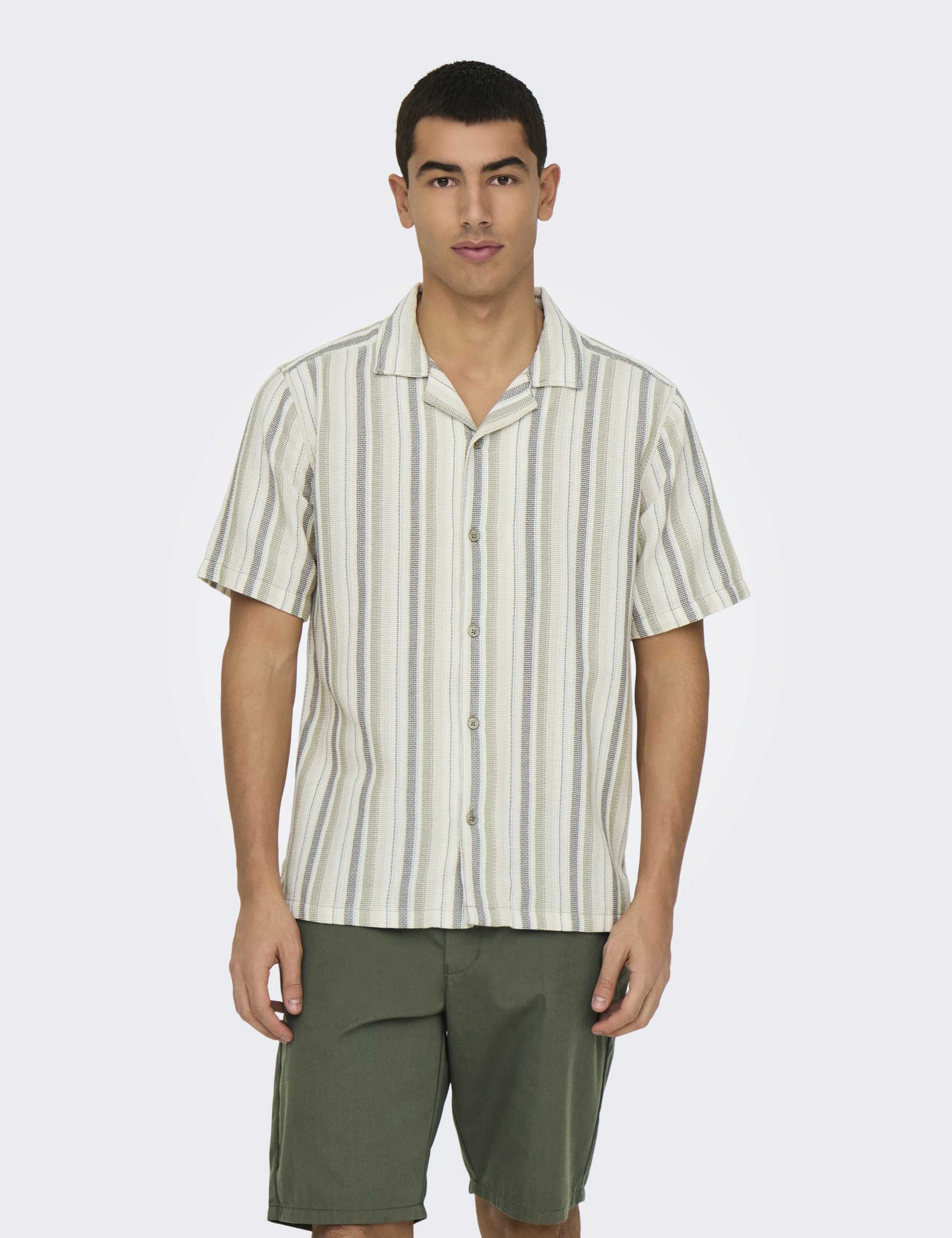 Cotton Rich Striped Textured Shirt