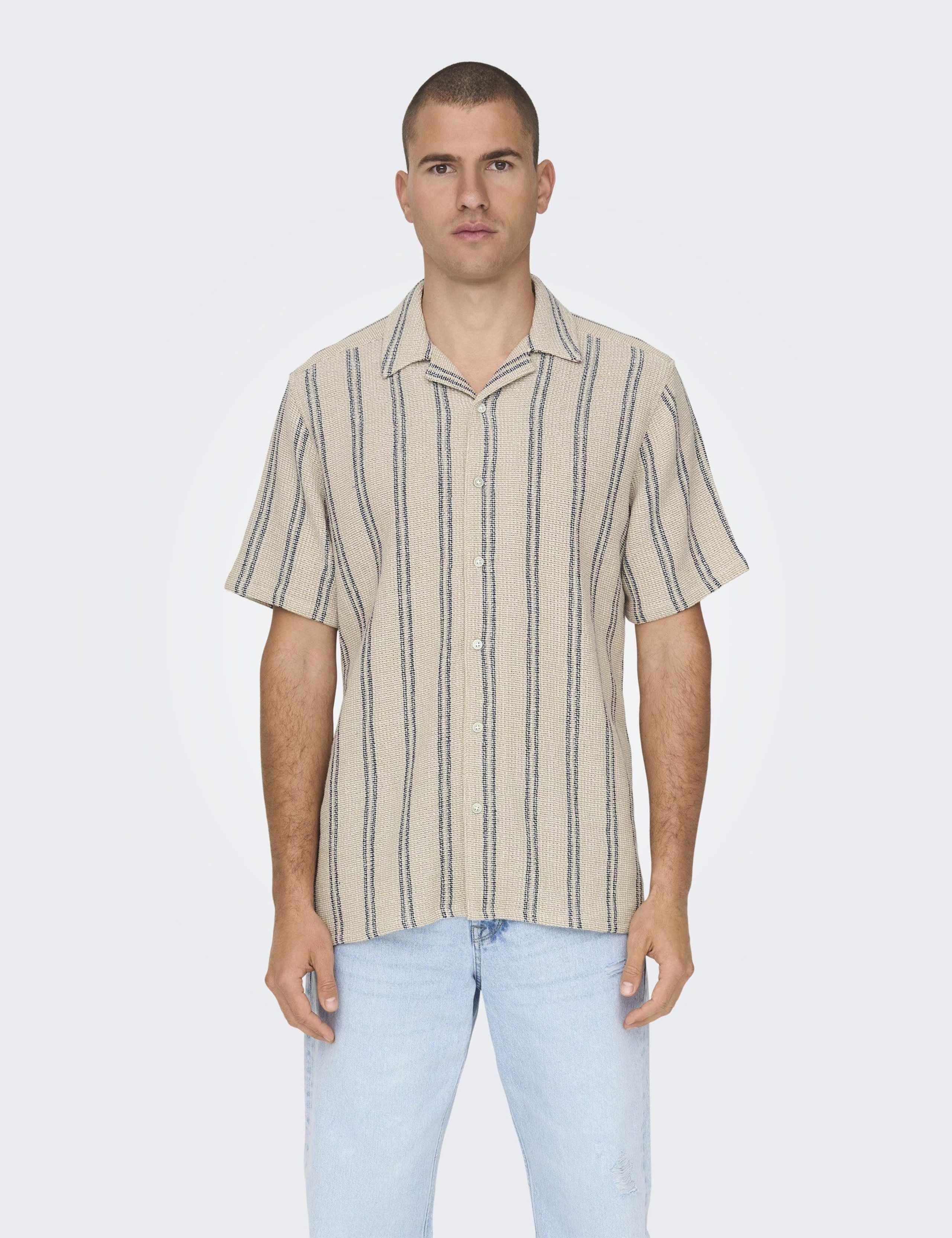 Cotton Rich Striped Textured Shirt