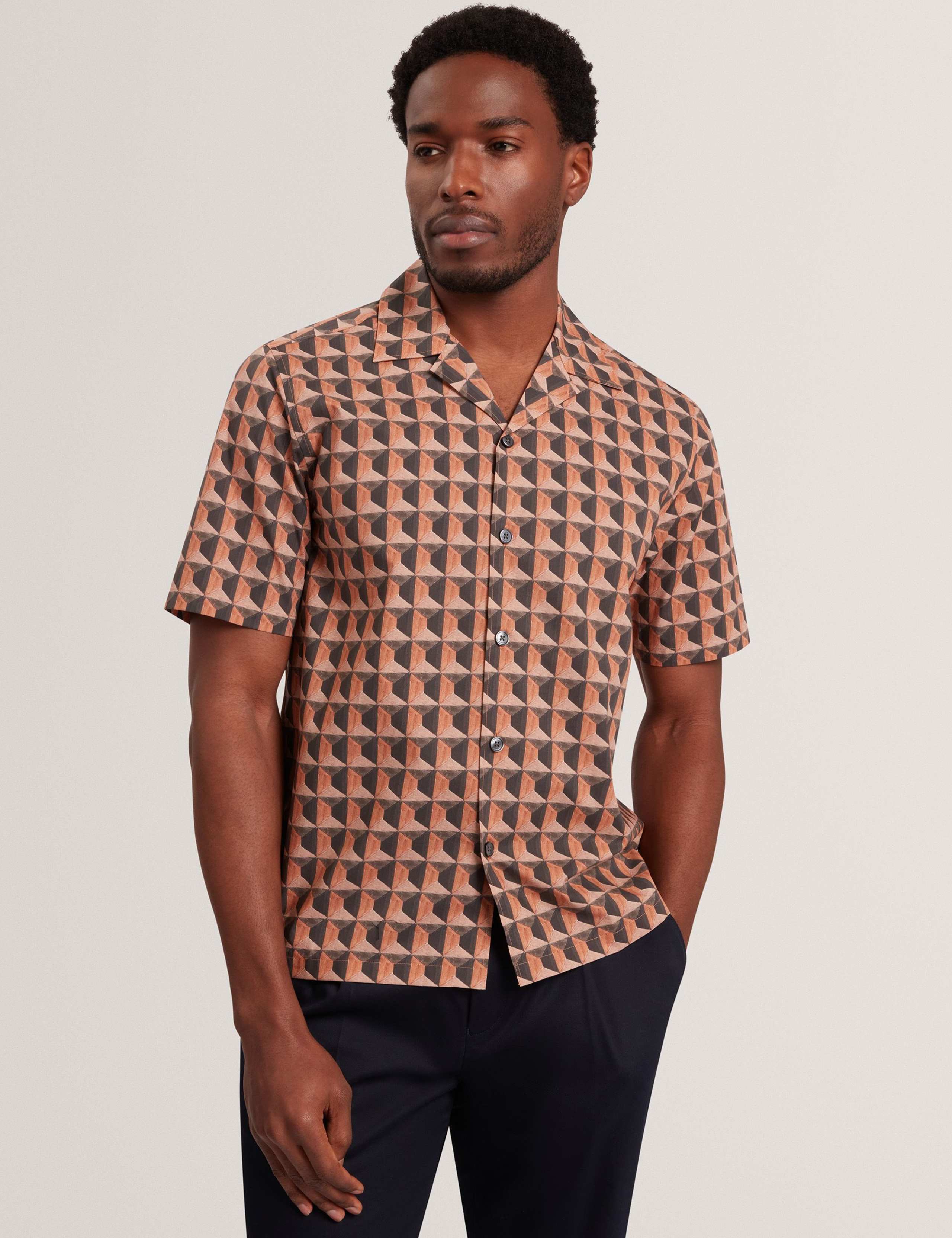Pure Cotton Geometric Print Shirt