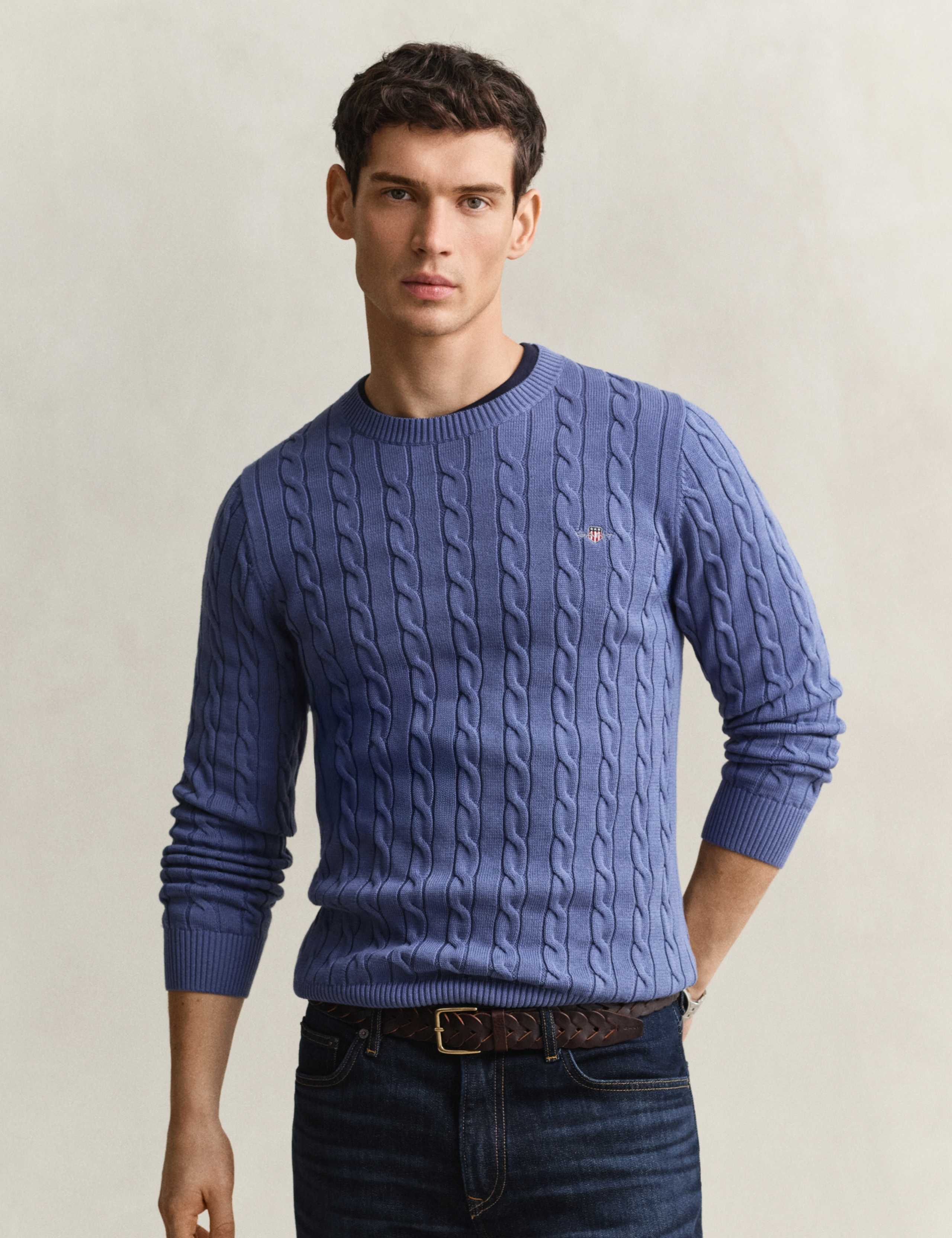 Pure Cotton Cable Crew Neck Jumper