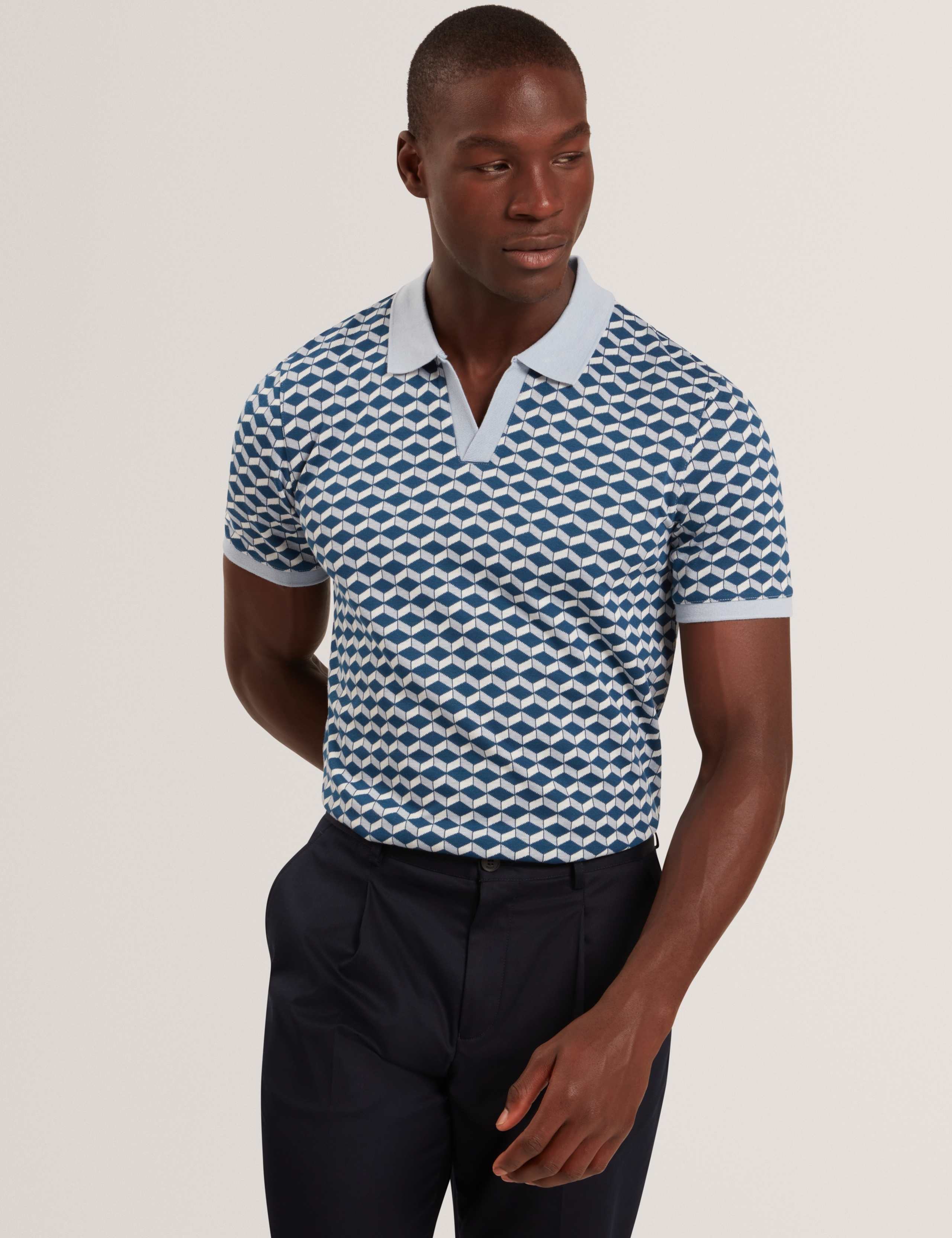 Geometric Jacquard Polo Shirt