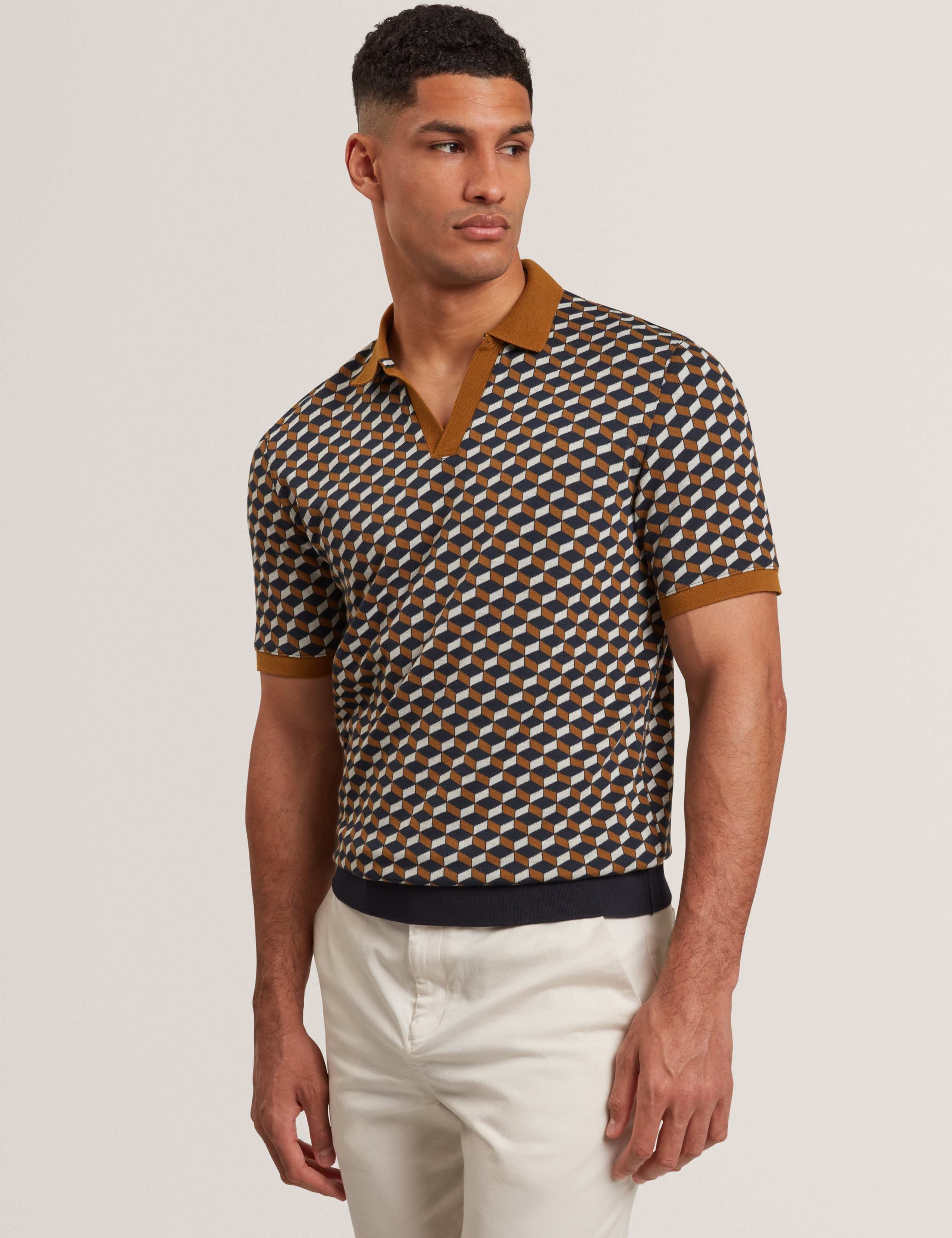 Geometric Jacquard Polo Shirt