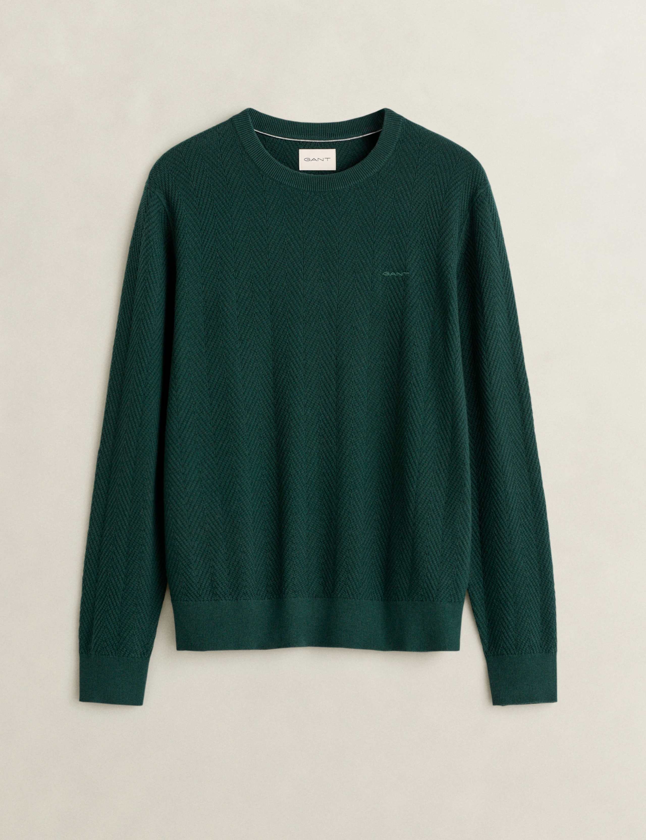 Cotton Rich Textured Crew Neck Jumper