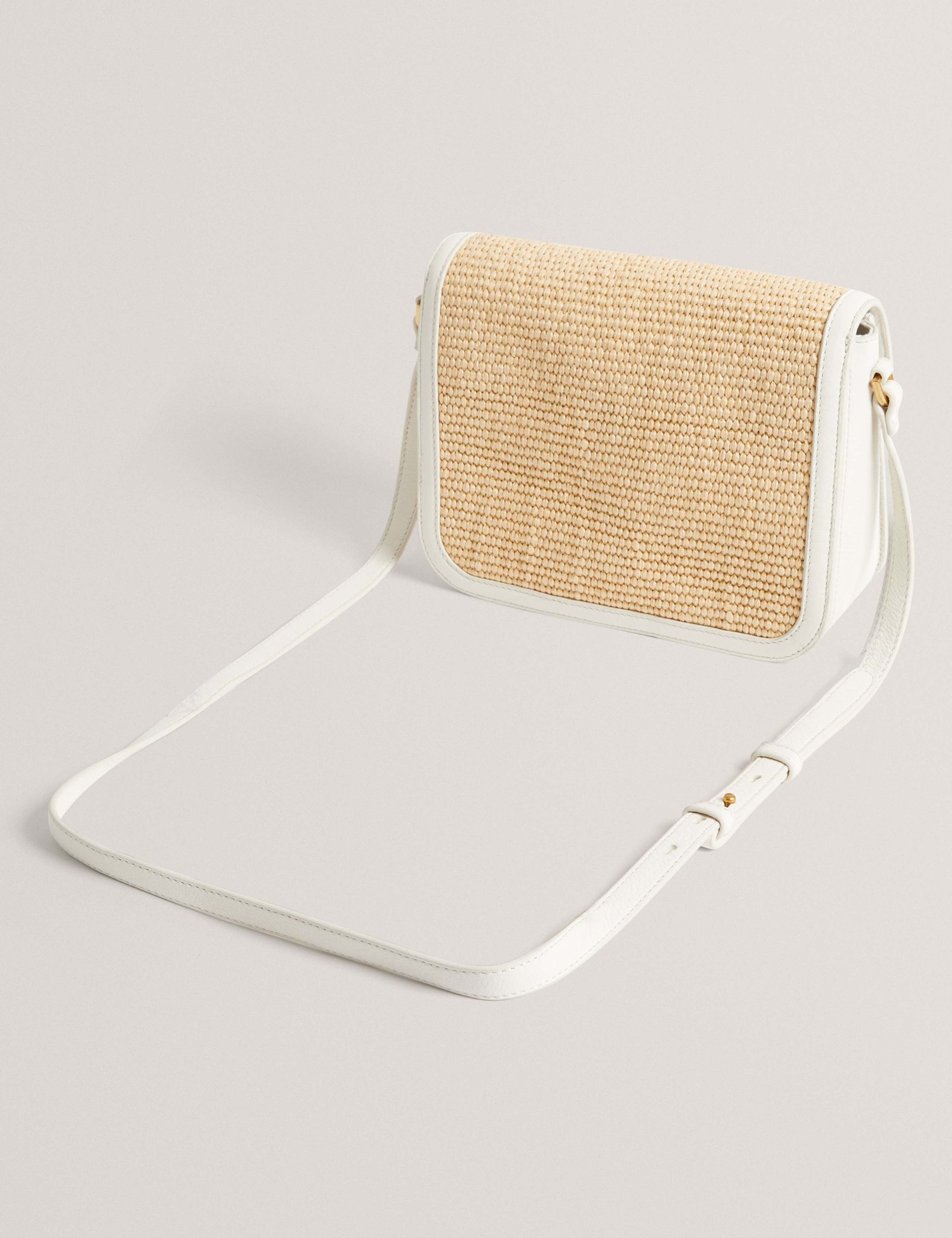 Raffia Effect Twist Lock Cross Body Bag
