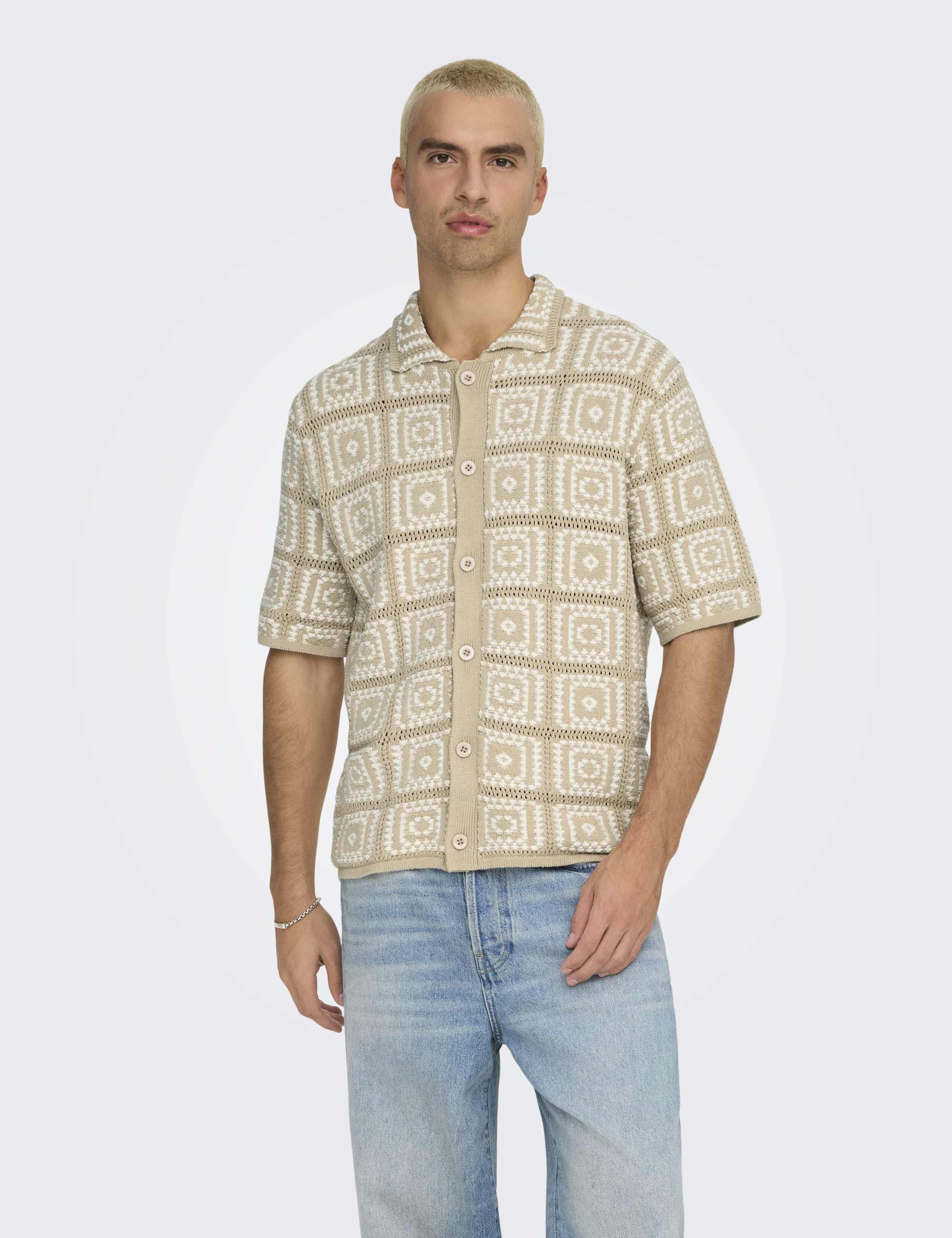 Pure Cotton Textured Knitted Polo Shirt