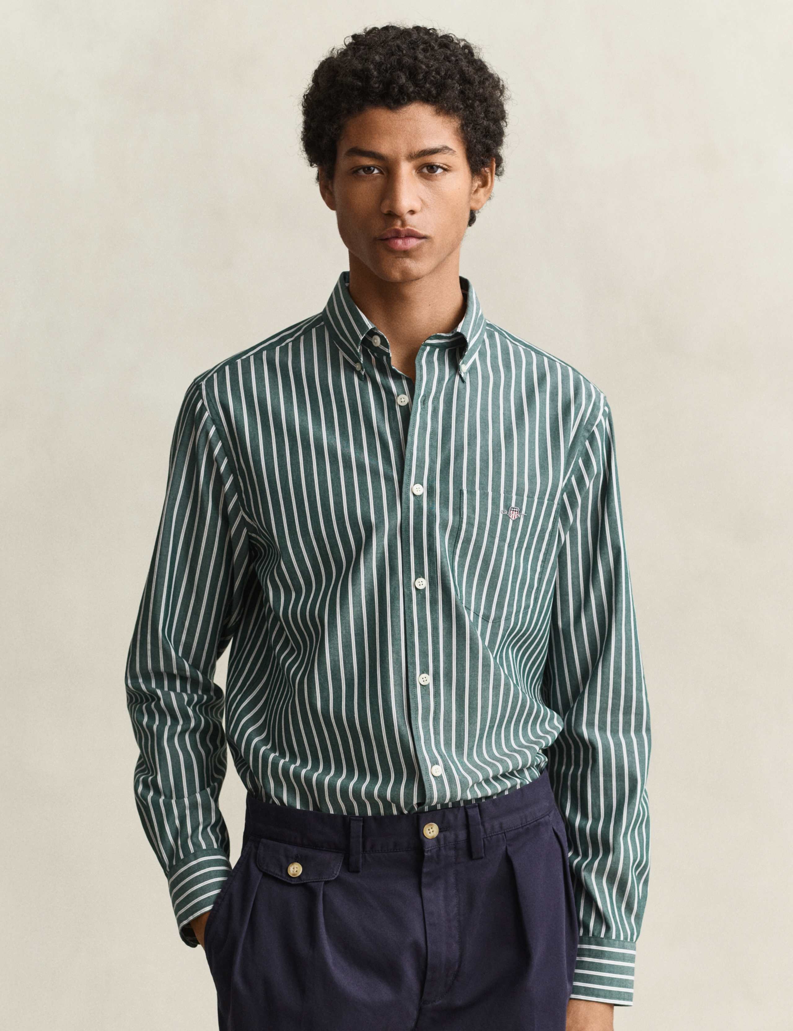 Regular Fit Pure Cotton Striped Oxford Shirt