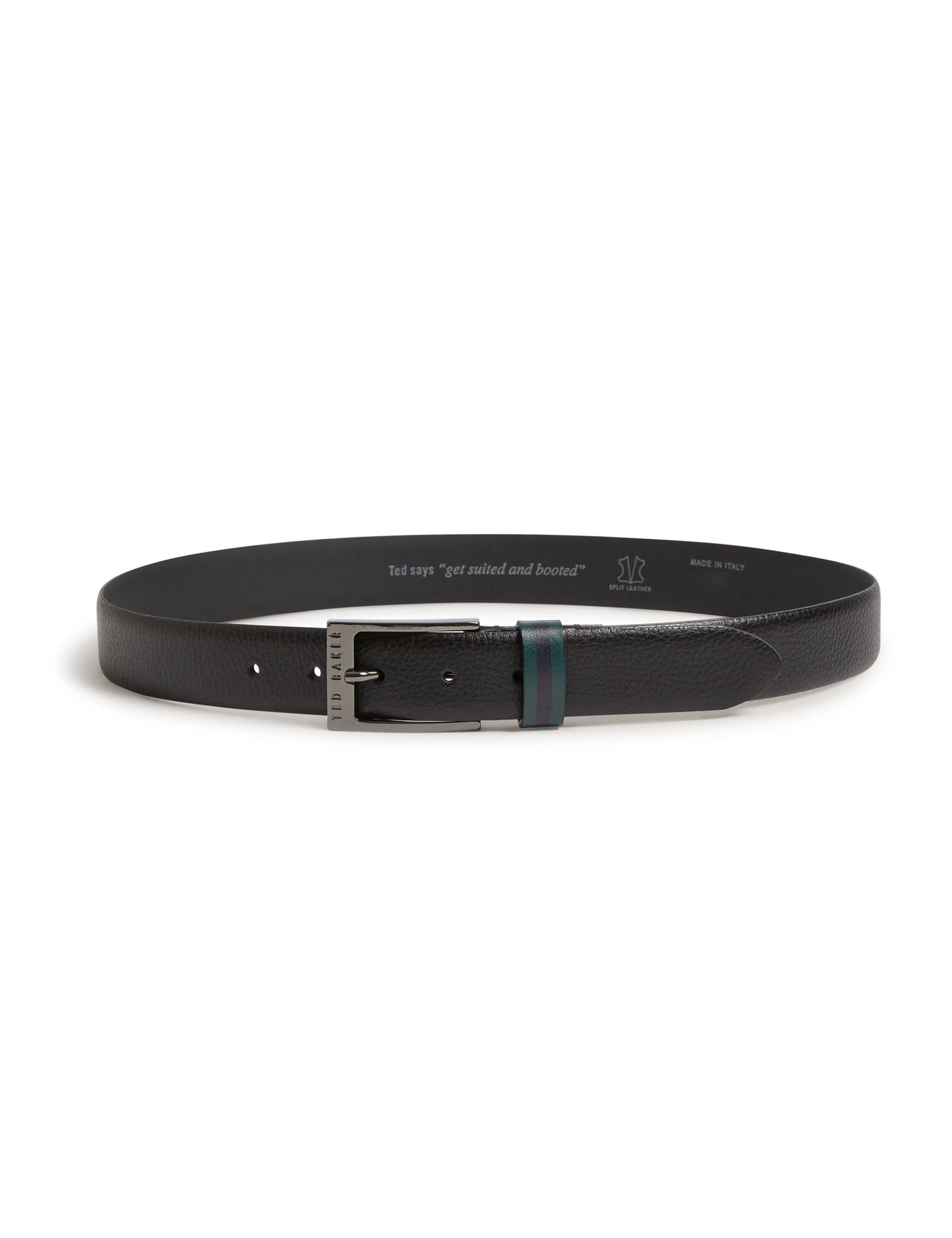 Striped Trim Leather Belt