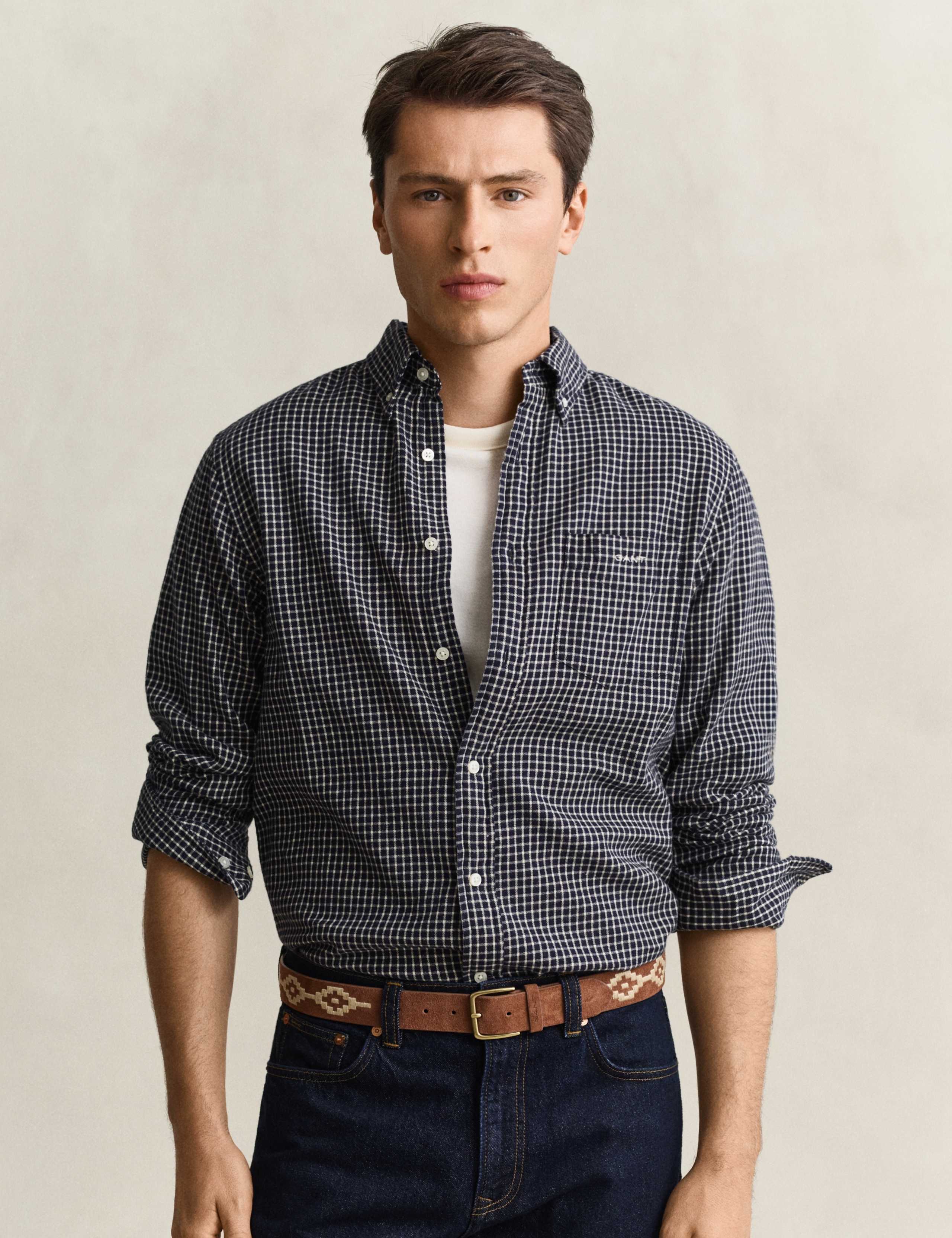 Regular Fit Pure Cotton Check Flannel Shirt