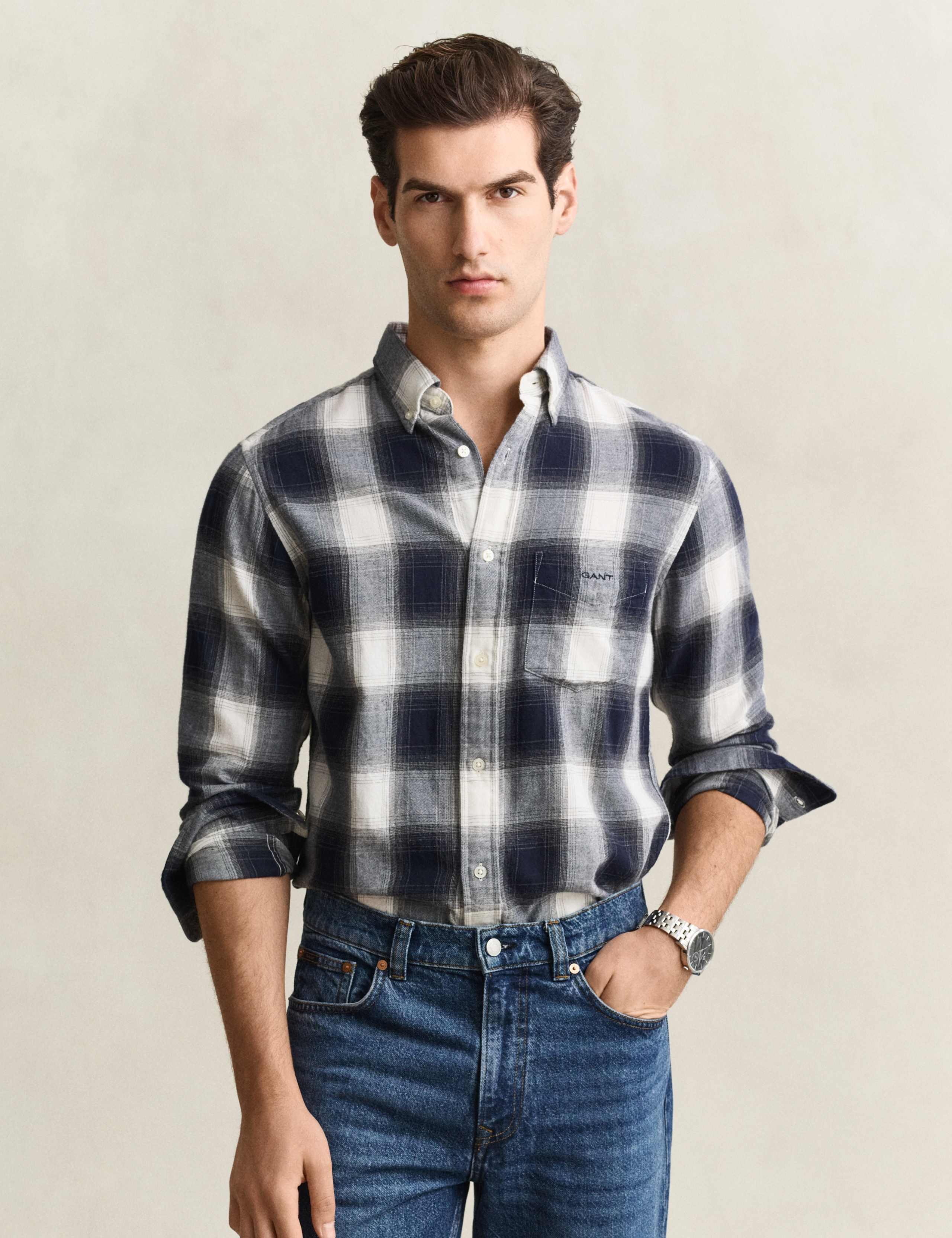 Regular Fit Pure Cotton Check Flannel Shirt