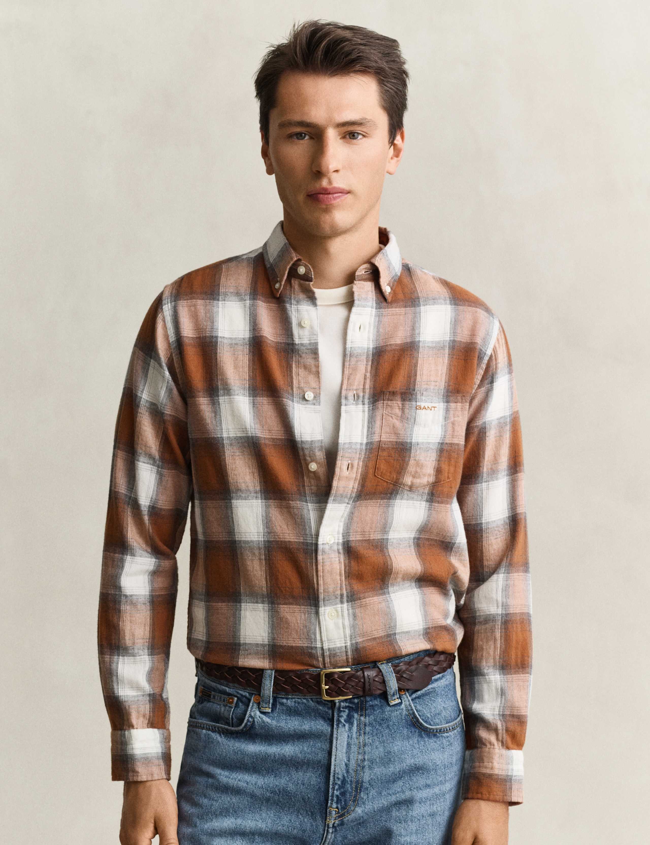 Regular Fit Pure Cotton Check Flannel Shirt