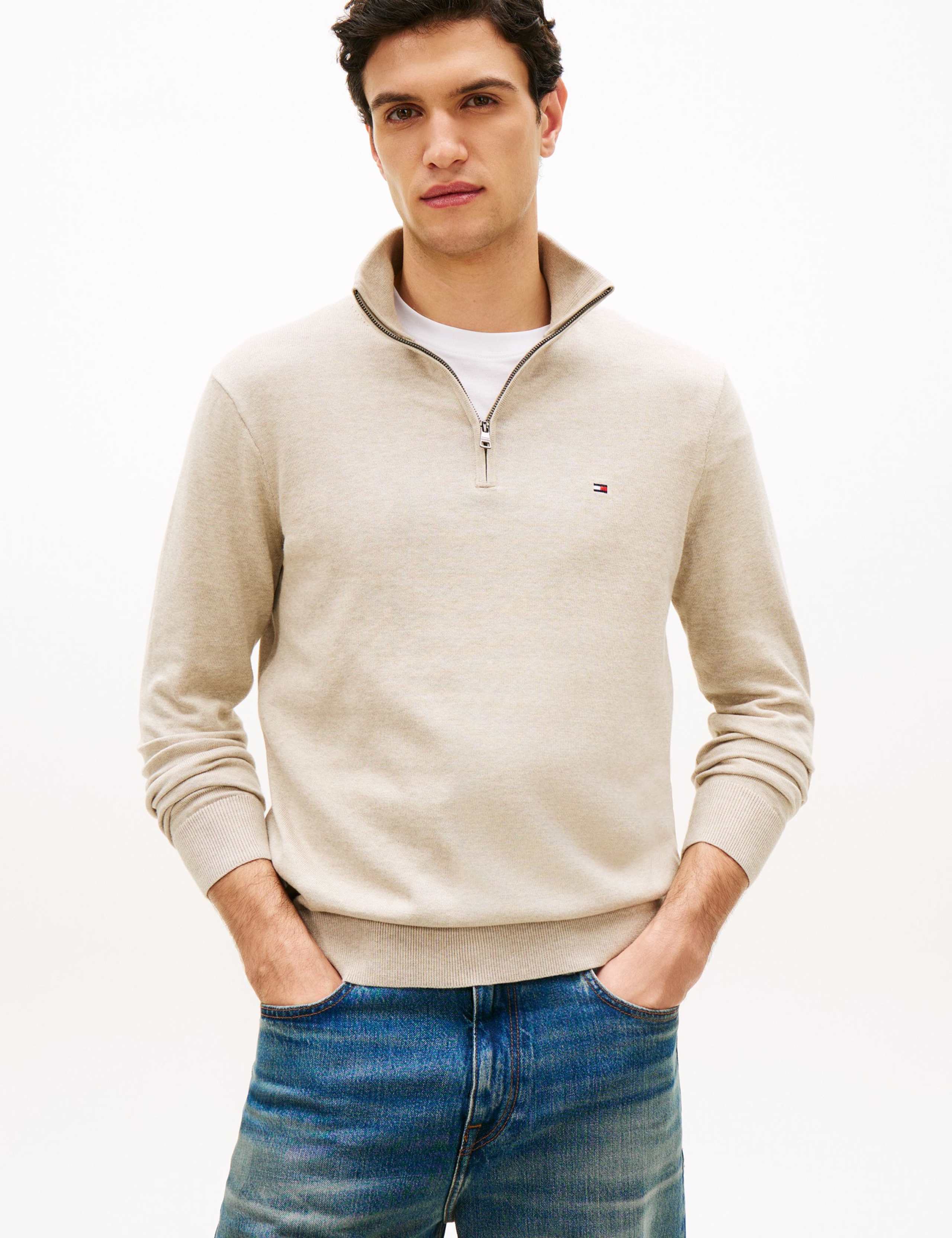 Pure Cotton Half Zip Jumper