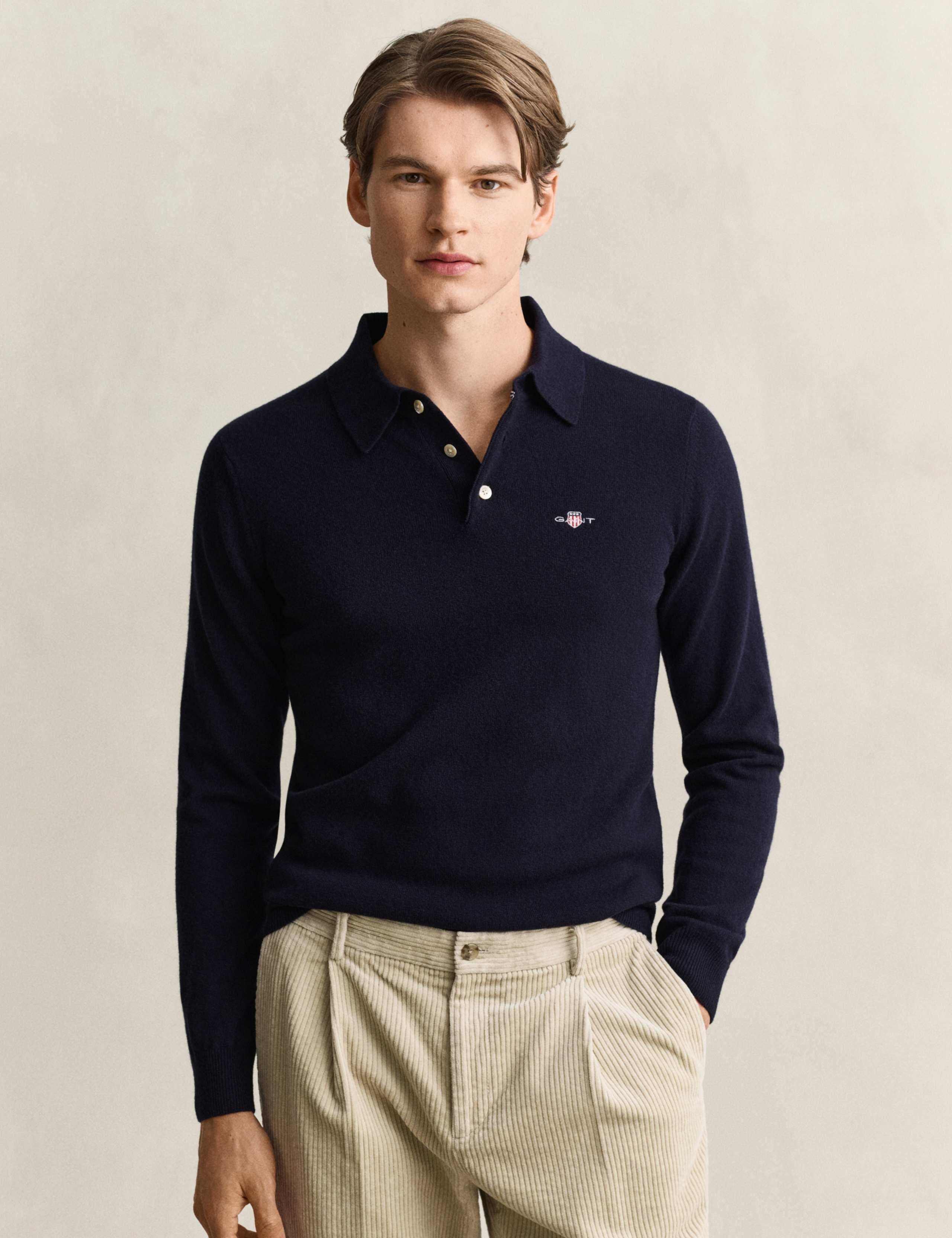 Superfine Lambswool Knitted Polo Shirt