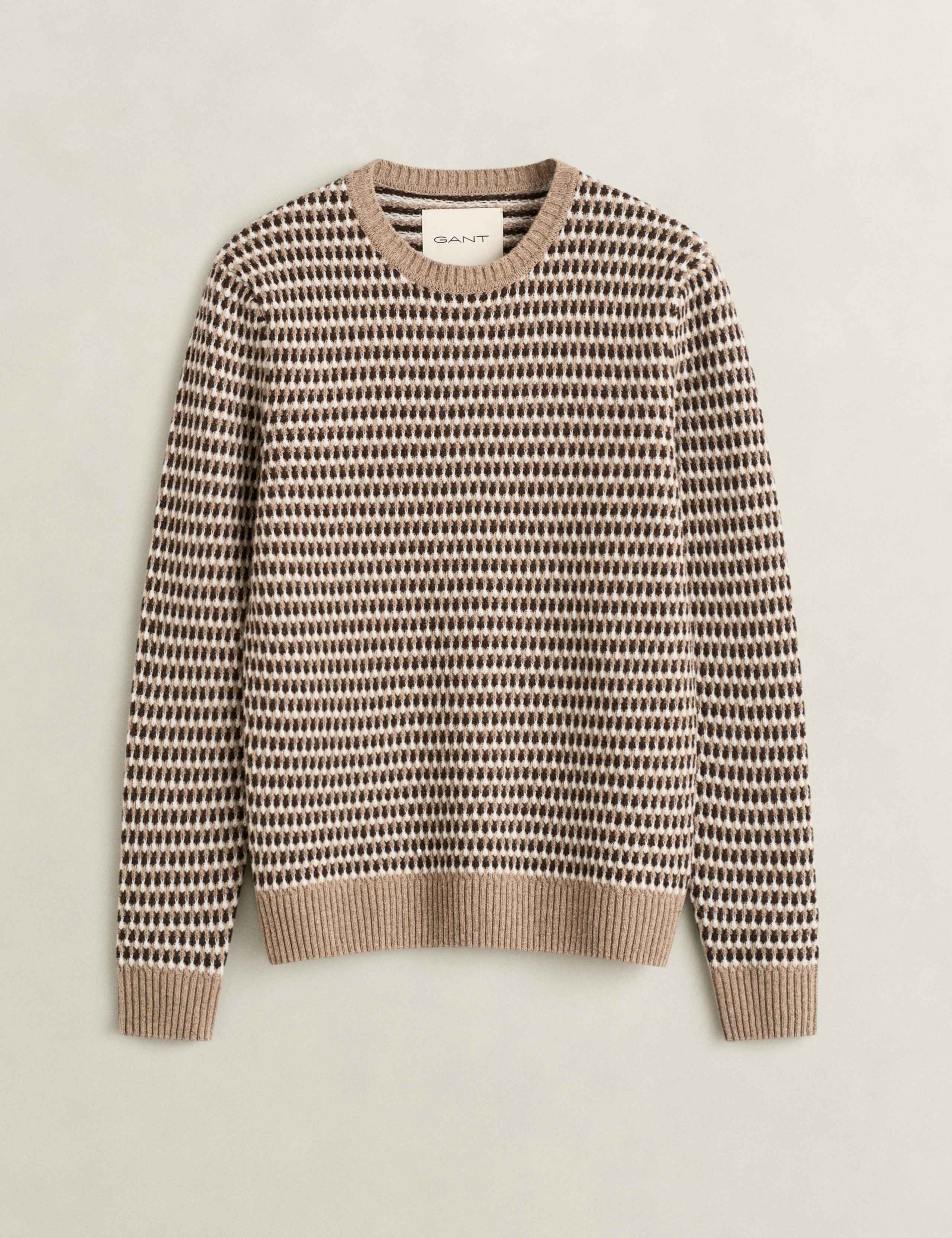 Lambswool Rich Textured Crew Neck Jumper