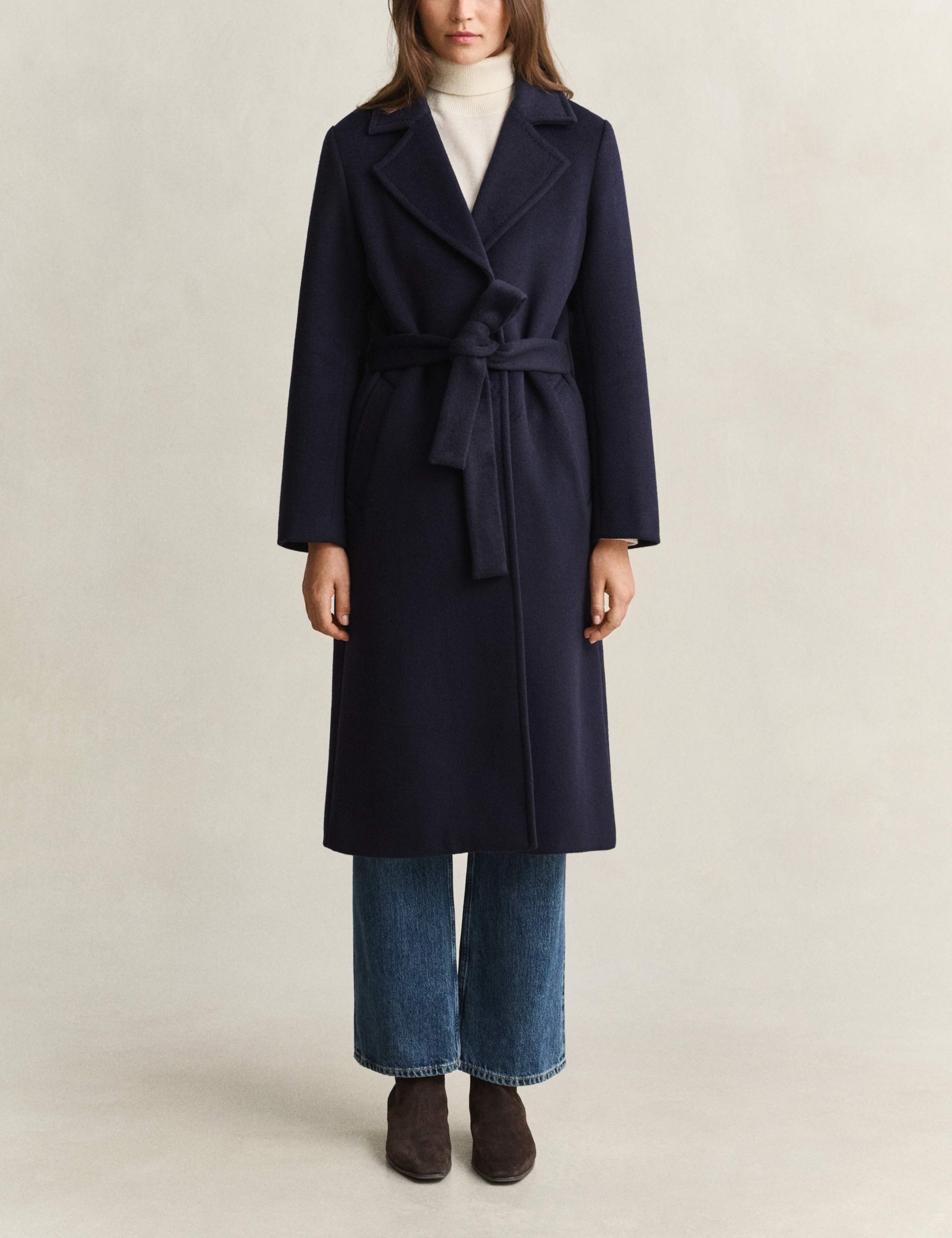 Wool Blend Belted Coat
