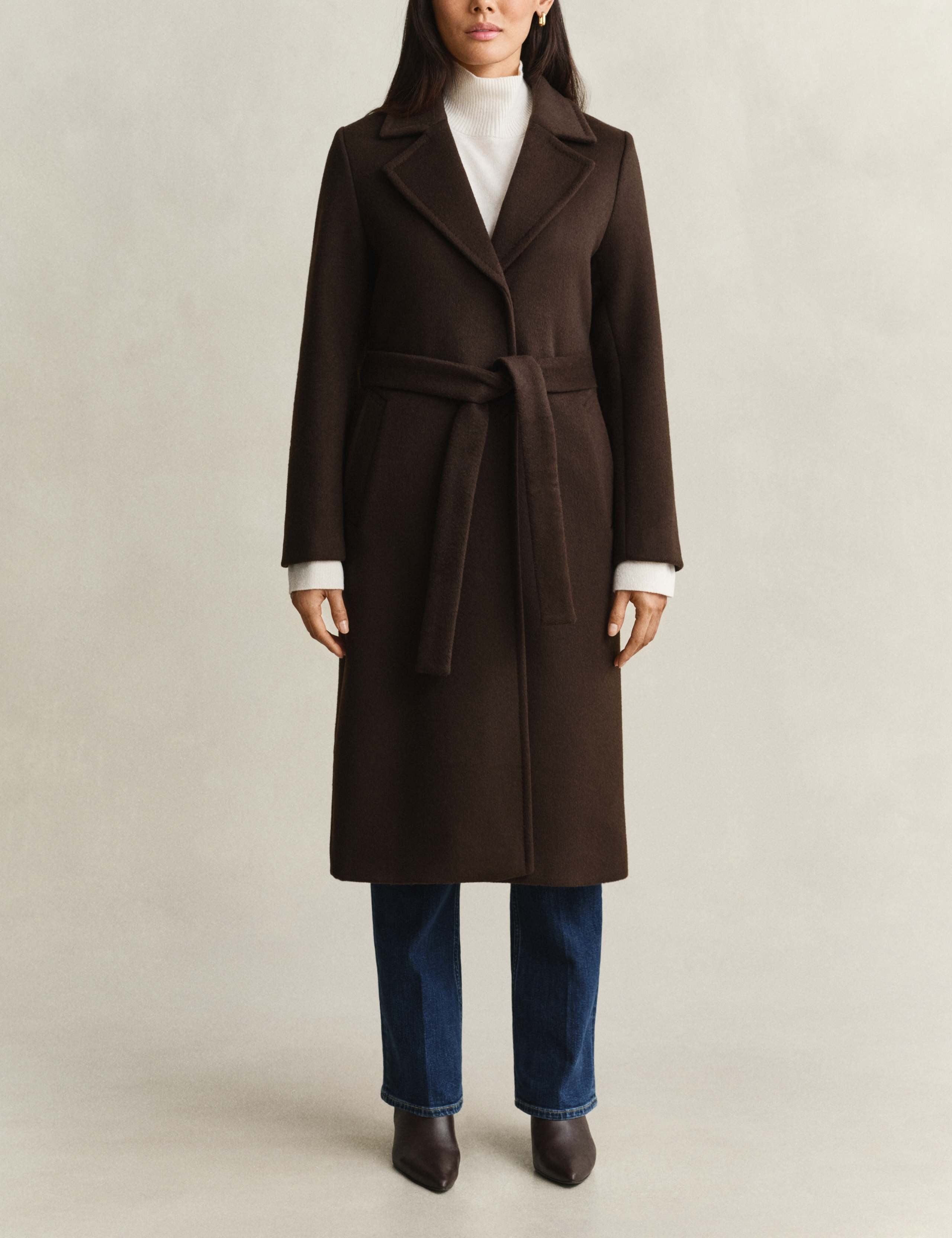 Wool Blend Belted Coat