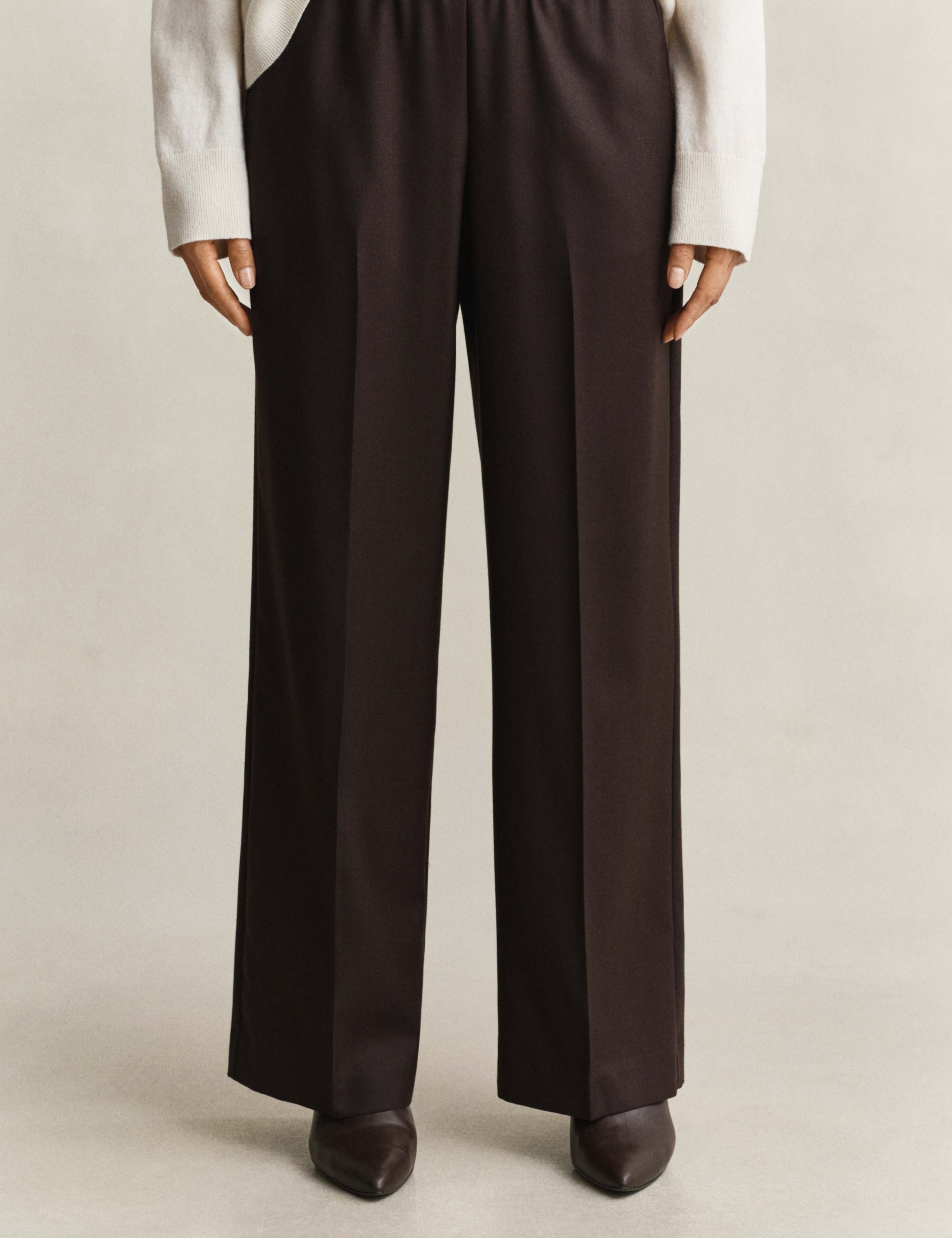 Wool Blend Wide Leg Trousers