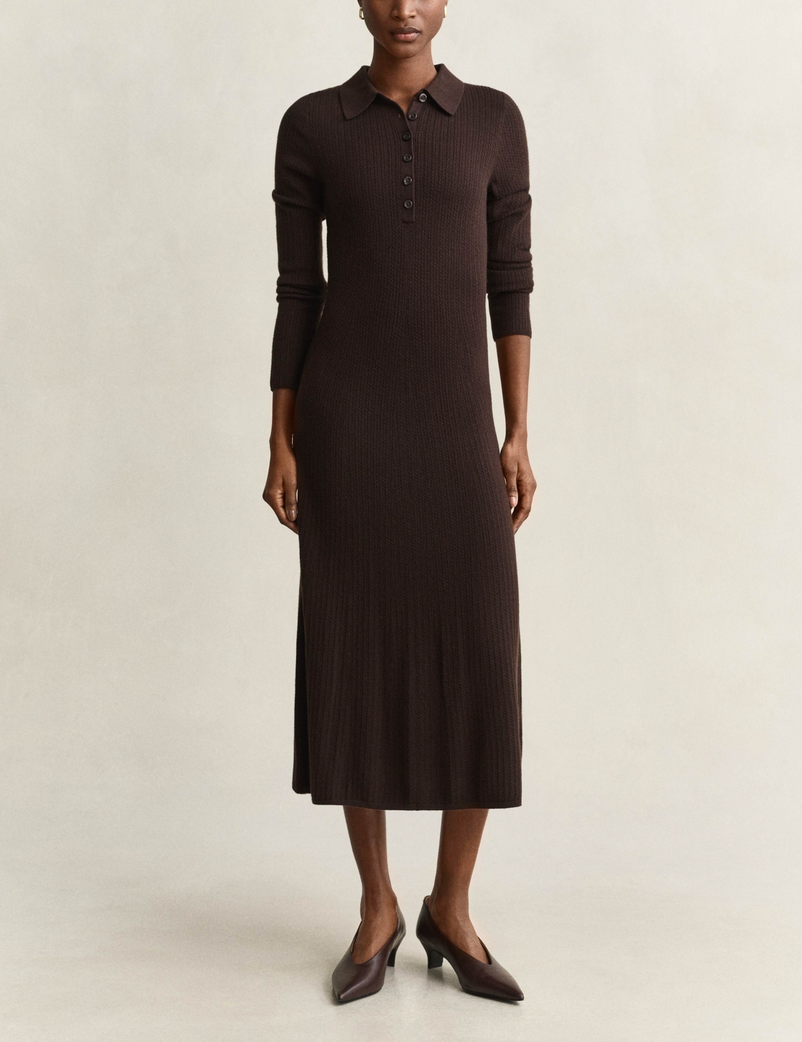 Lyocell Blend Midi Column Dress with Wool