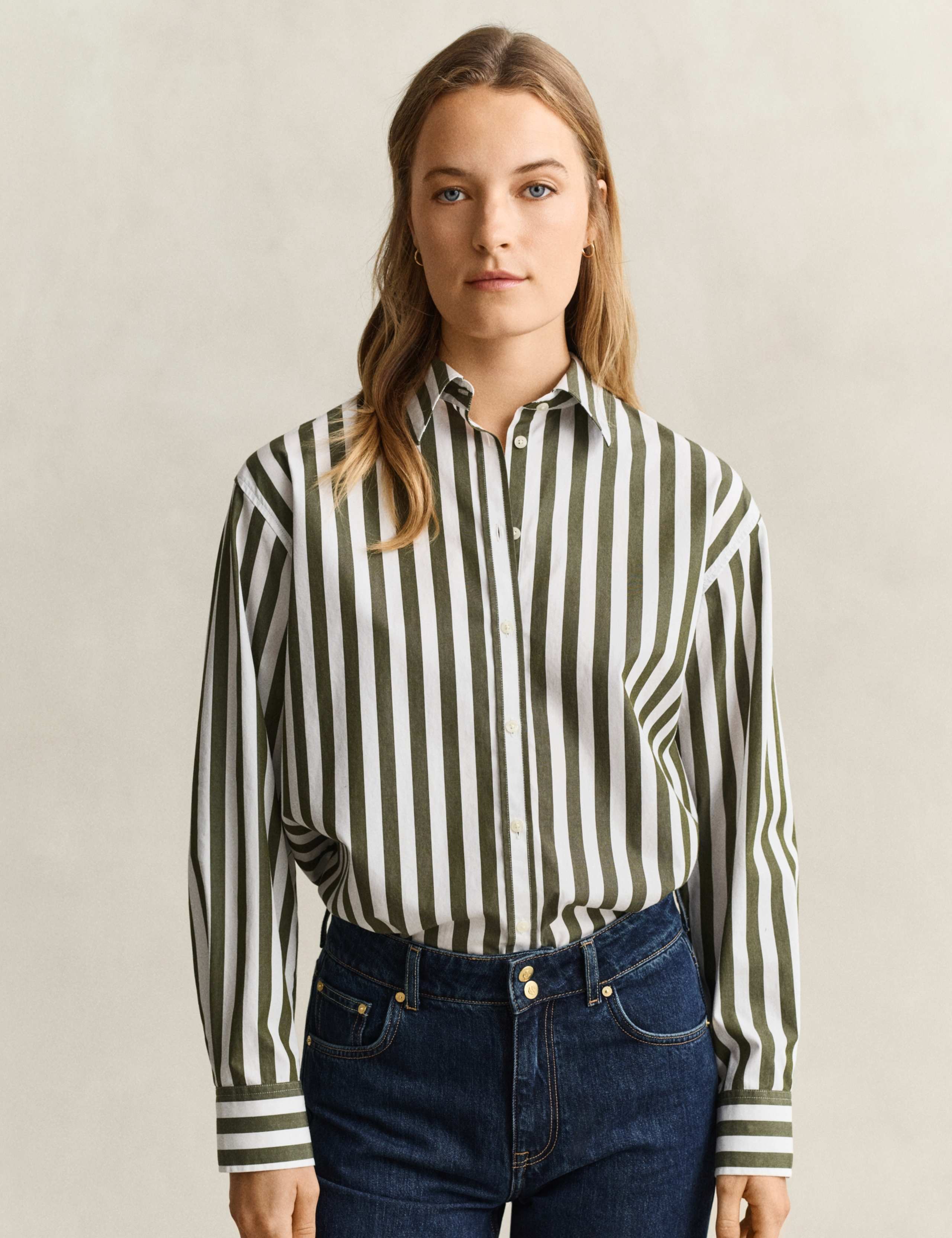 Relaxed Fit Striped Poplin Shirt