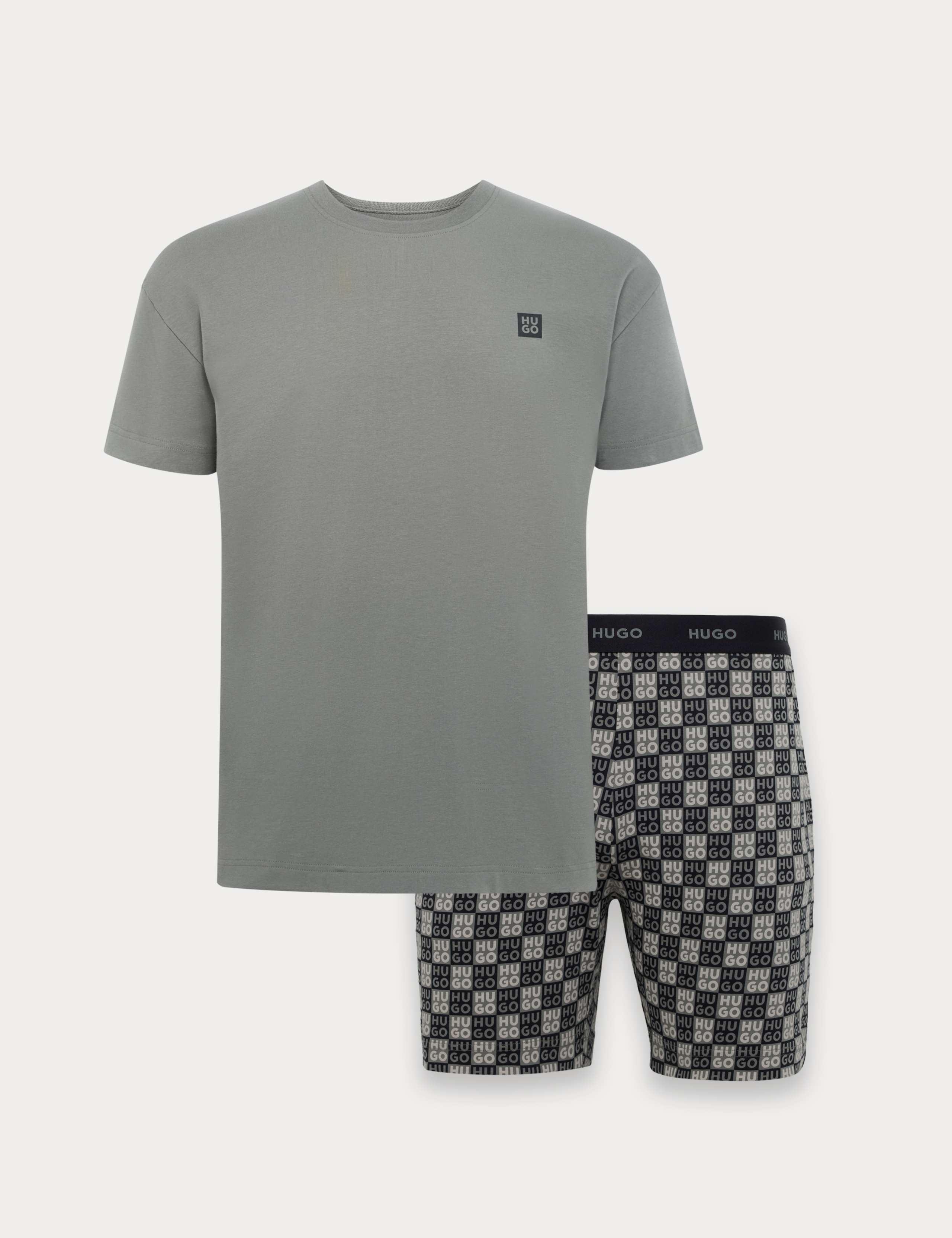 Cotton Rich Stretch Logo Print Pyjama Set