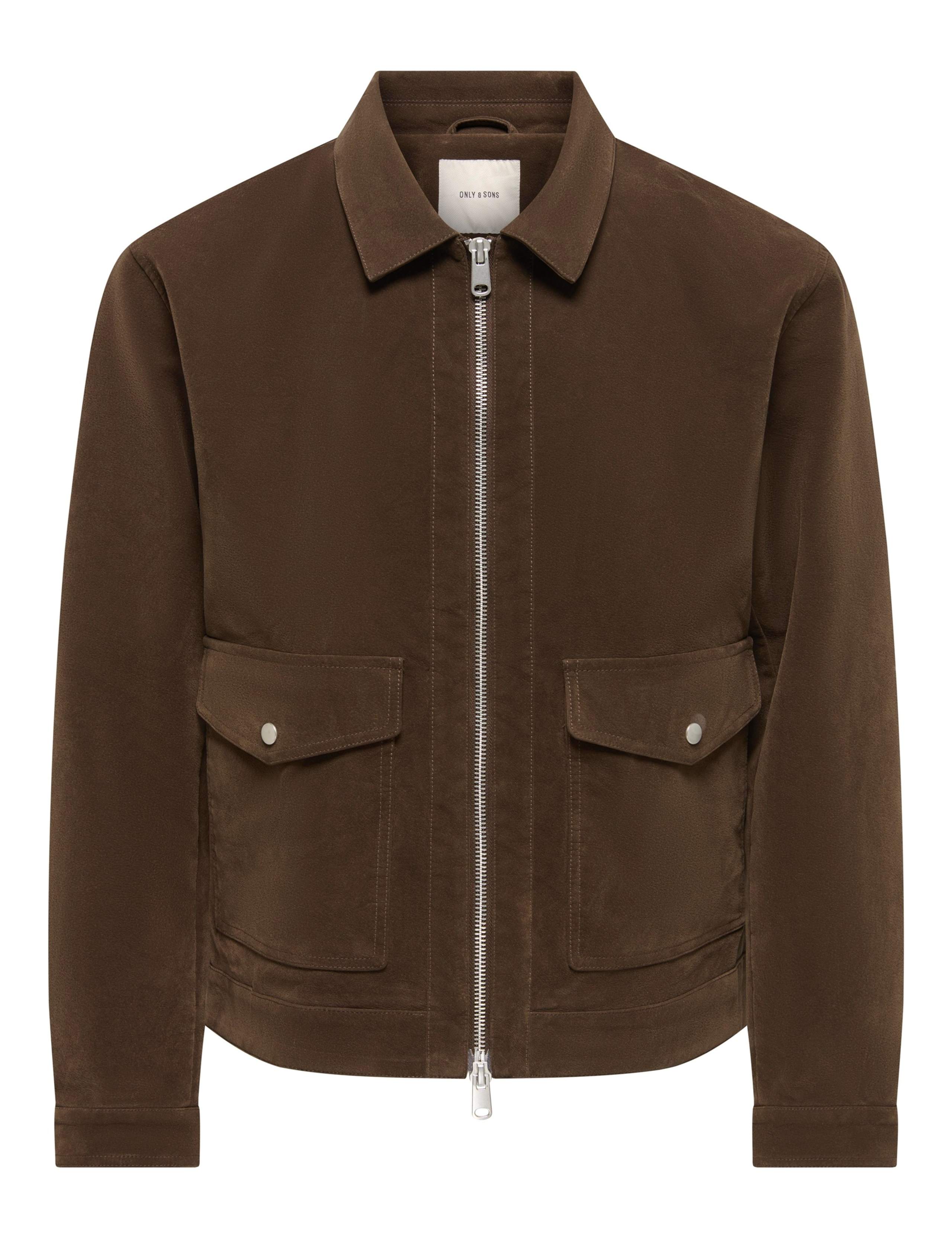 Faux Suede Utility Jacket