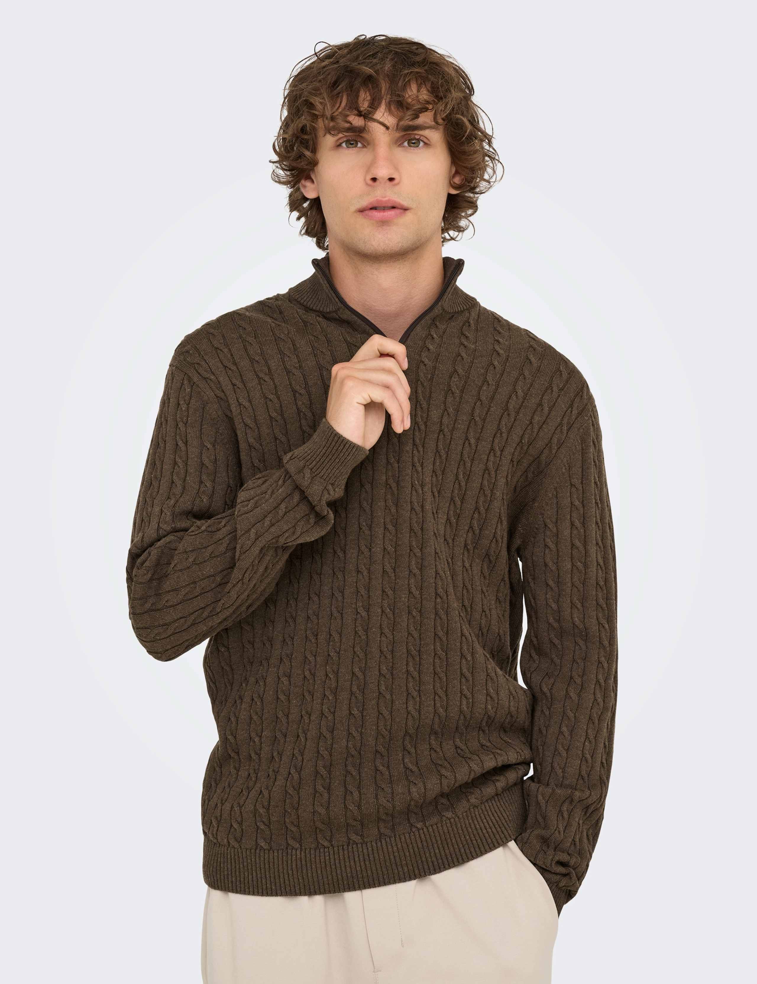 Cotton Rich Cable Half Zip Jumper