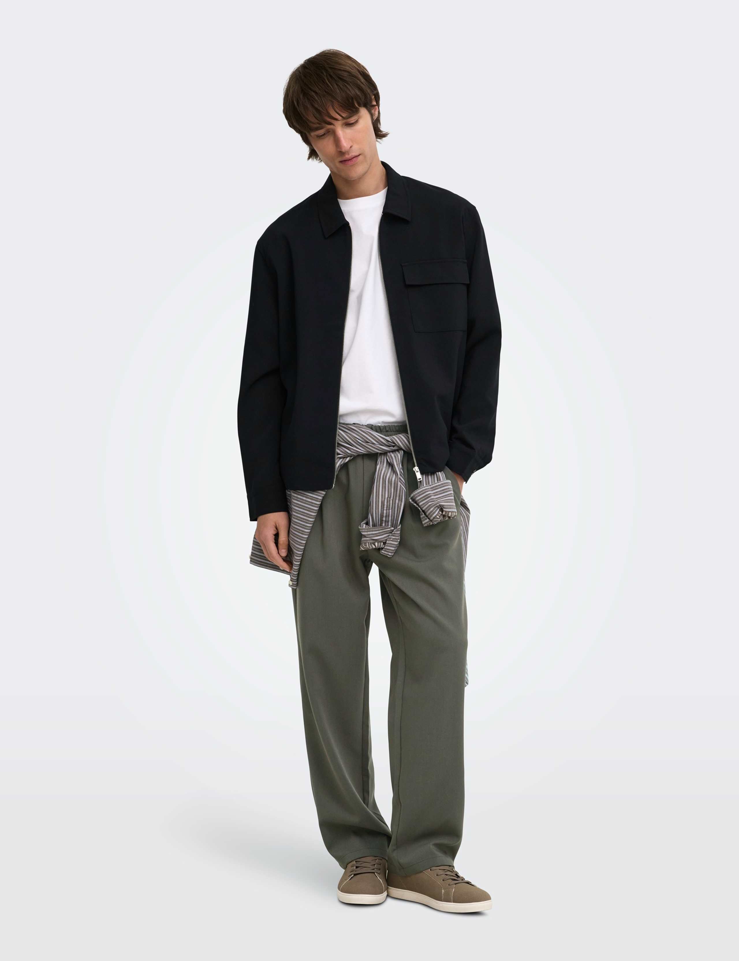 Loose Fit Elasticated Waist Drawstring Trousers