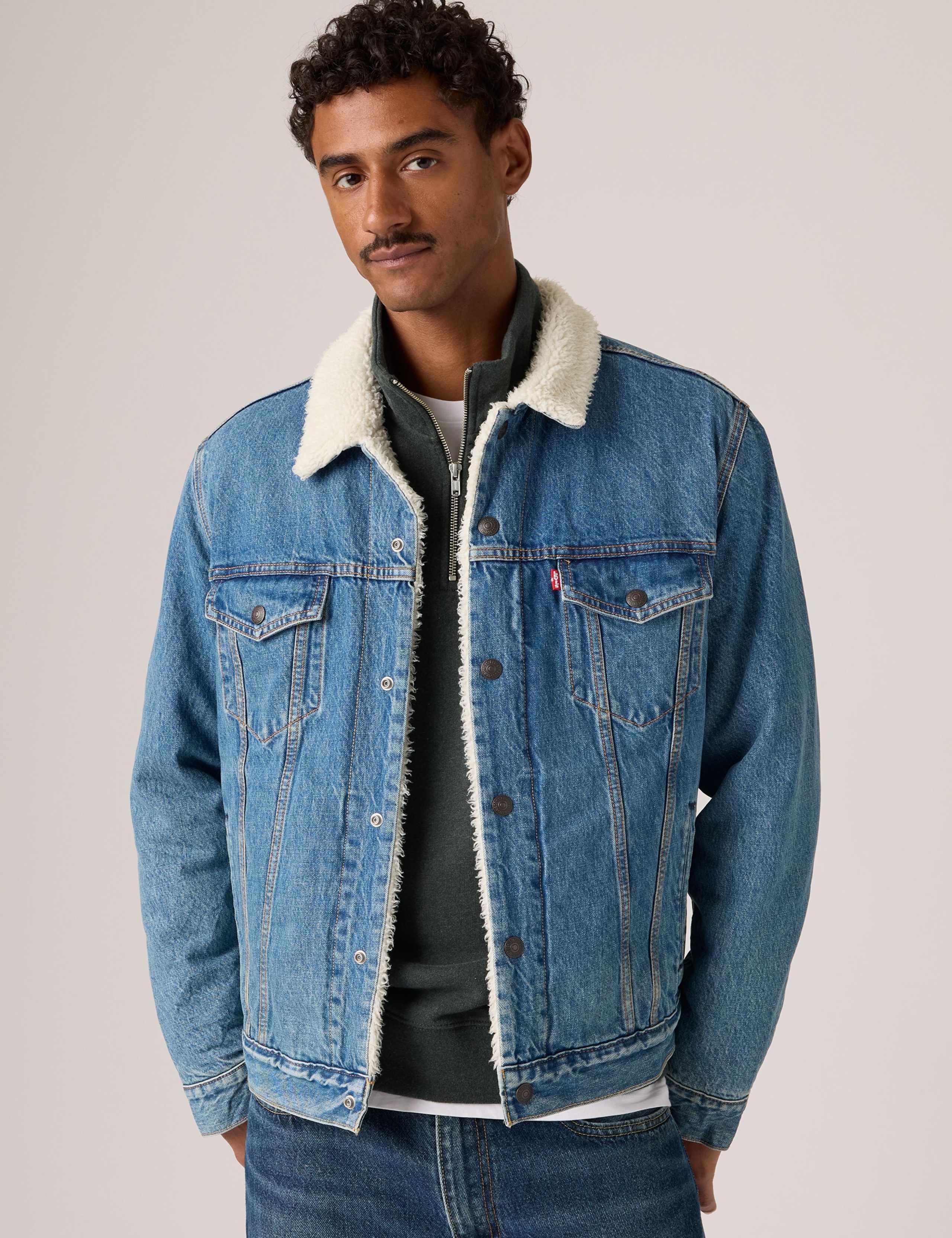 Sherpa Lined Denim Trucker Jacket