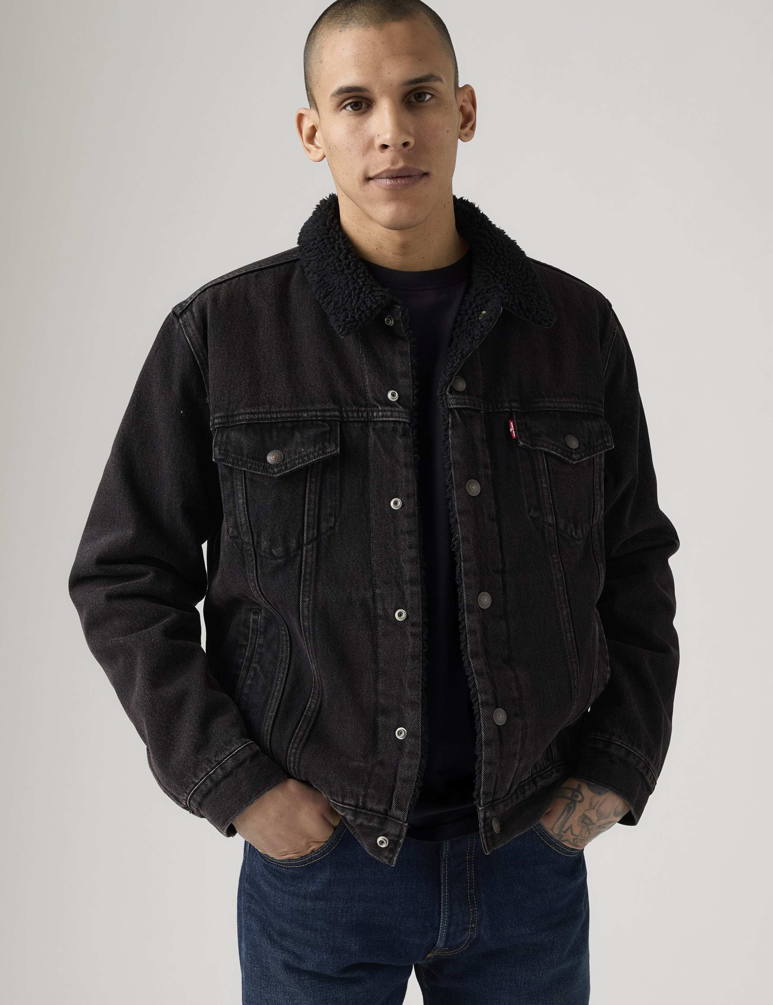 Sherpa Lined Denim Trucker Jacket