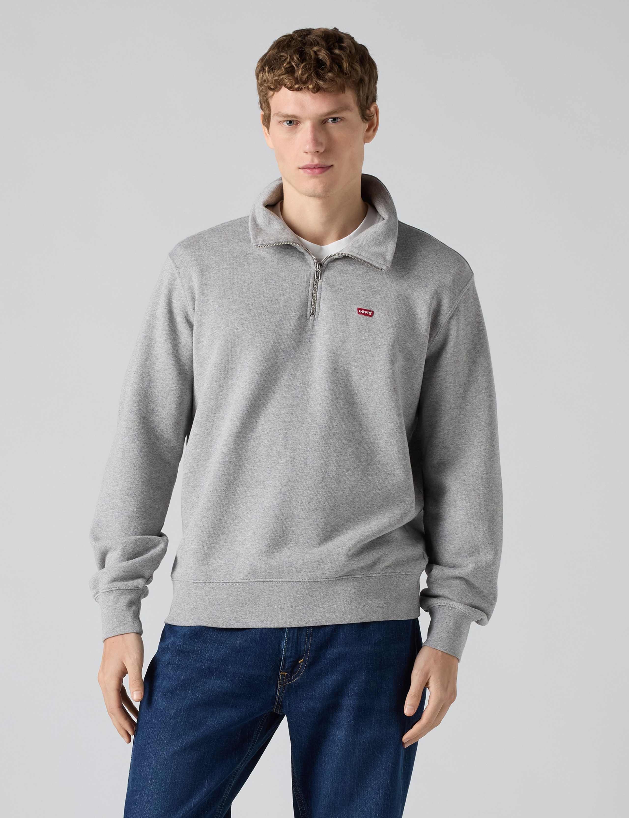 Regular Fit Pure Cotton Half Zip Jumper