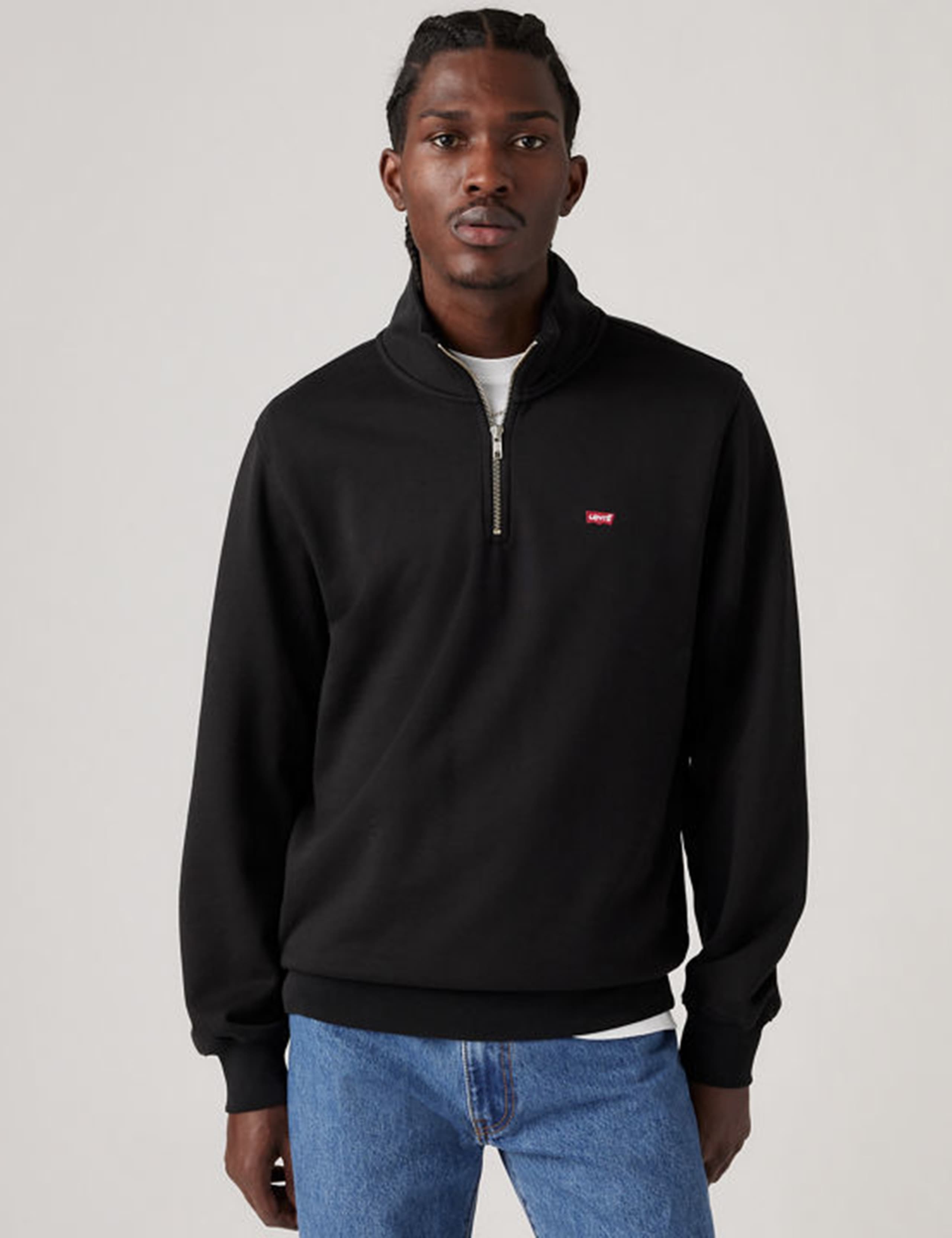 Regular Fit Pure Cotton Half Zip Jumper