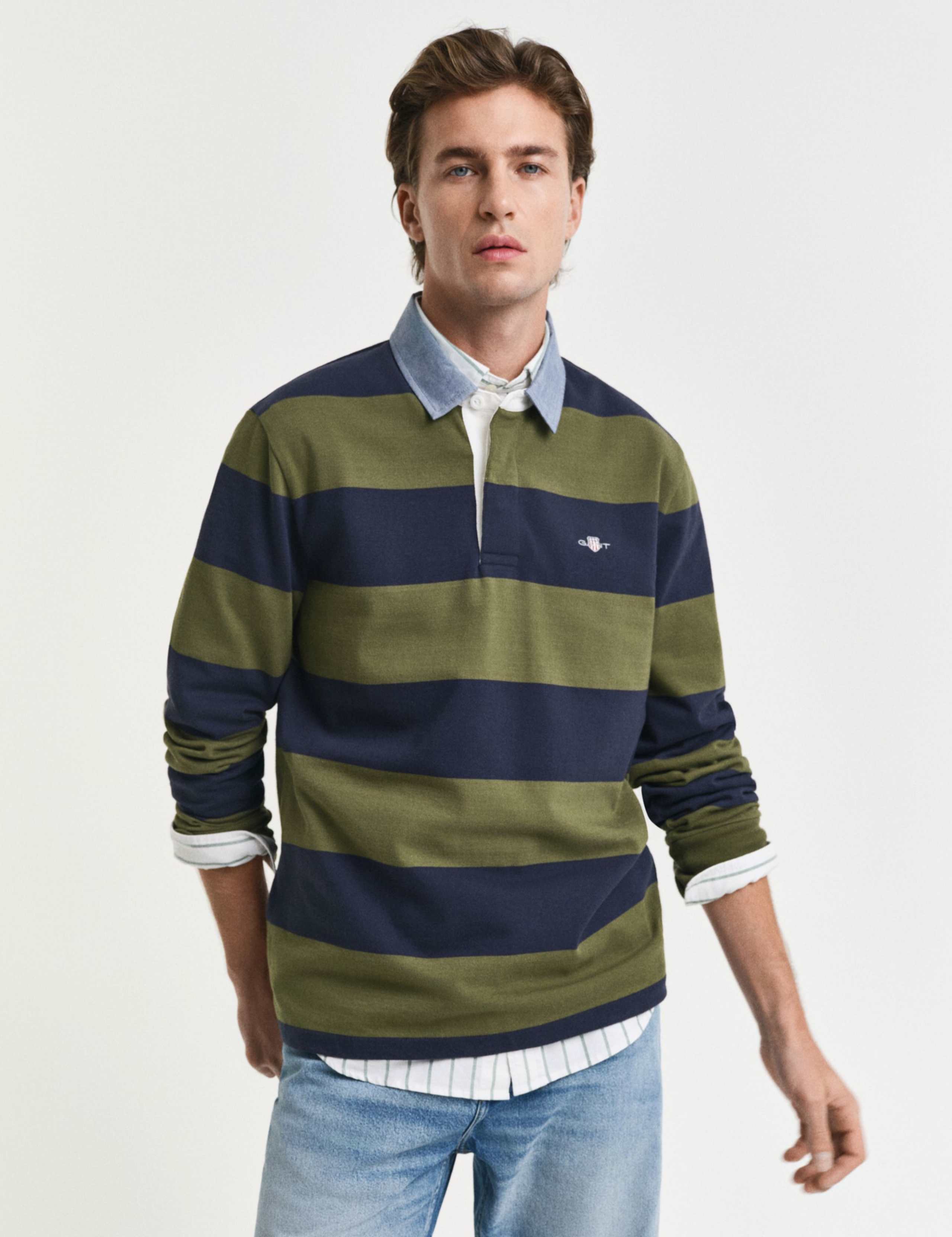 Pure Cotton Striped Long Sleeve Rugby Shirt
