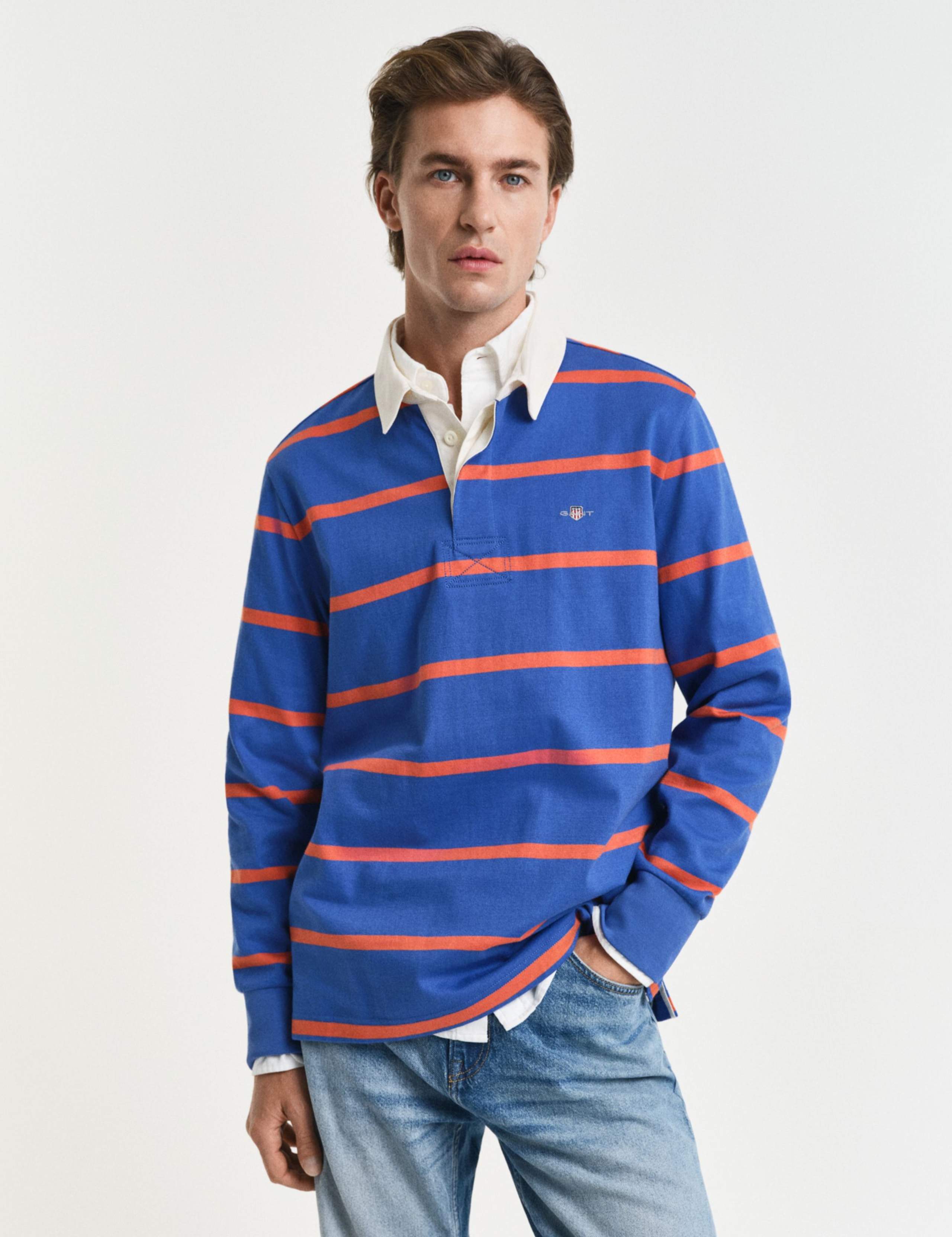 Pure Cotton Striped Long Sleeve Rugby Shirt