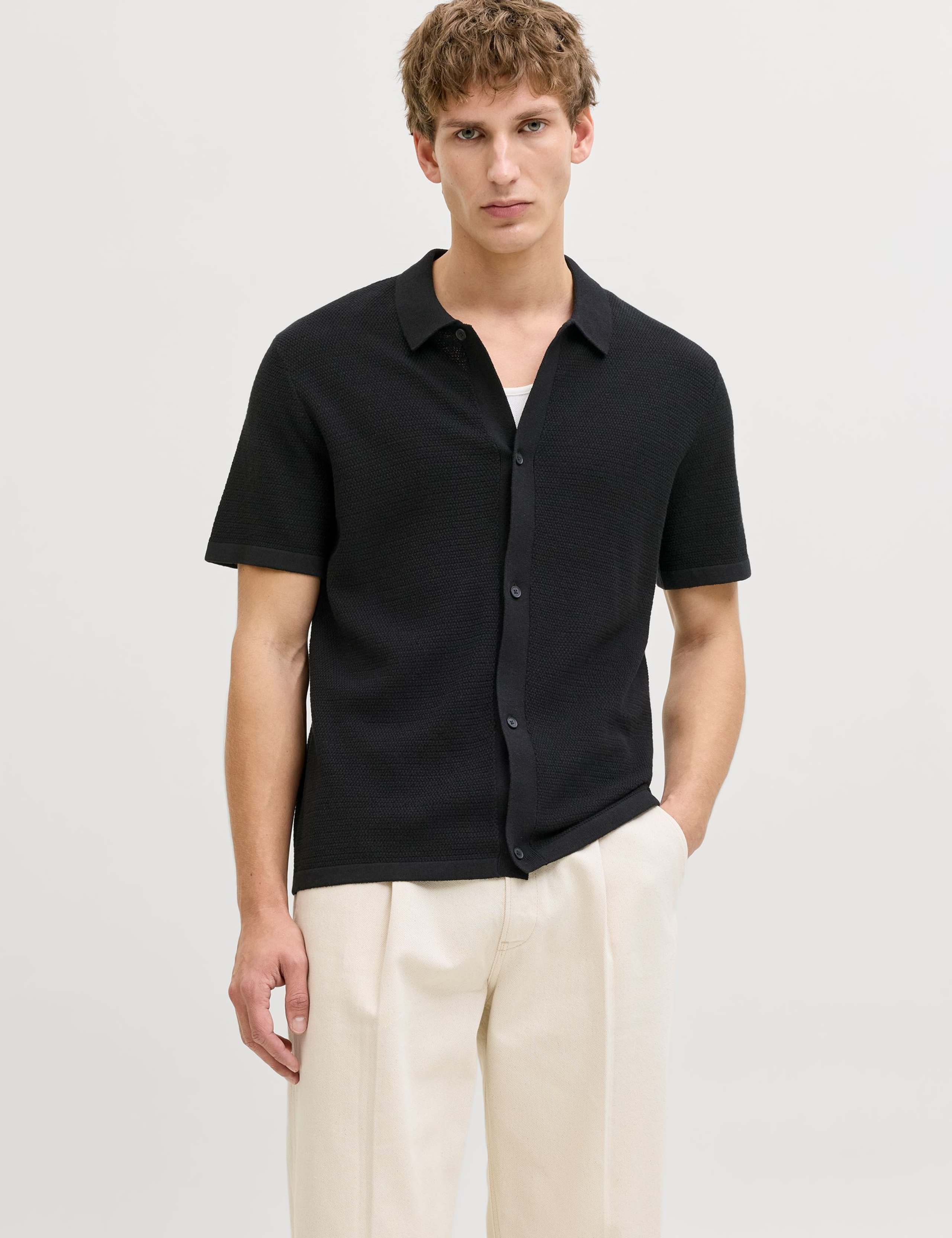 Regular Fit Cotton Rich Knitted Short Sleeve Shirt